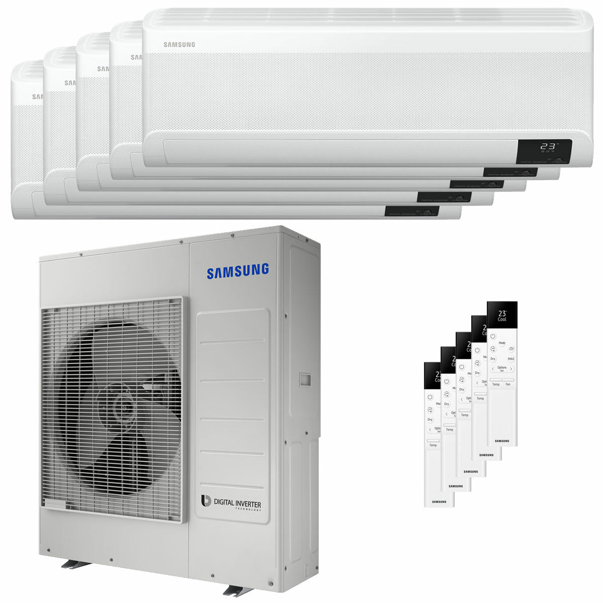 Samsung Windfree Elite 2023 Klimaanlage Penta Split 9000+12000+12000+12000+12000 BTU Inverter A++ WLAN Außeneinheit 10 kW