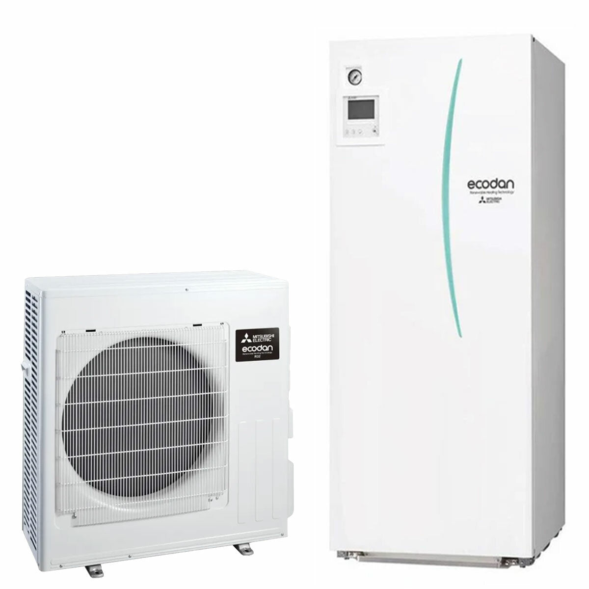 Mitsubishi Electric Ecodan 7.5 kW split air-water heat pump with Hydrotank 200 lt R32 Inverter A++