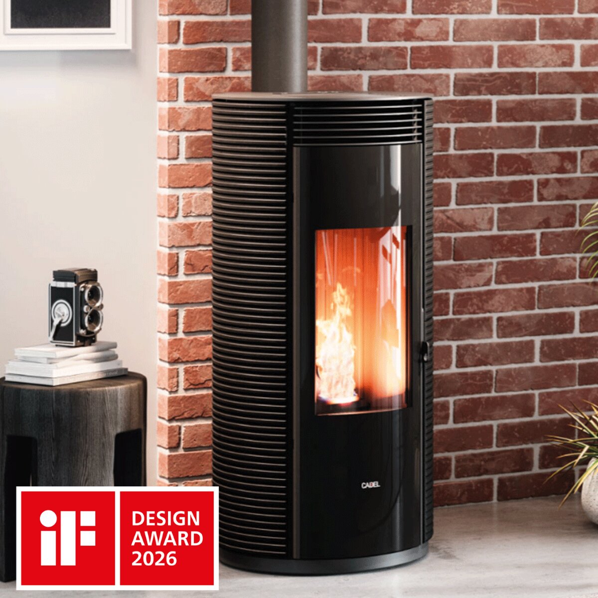 Poêle à granulés Cadel Spin Plus 9 8,5 kW avec ventilation canalisée, Wi-Fi, fonte, noir