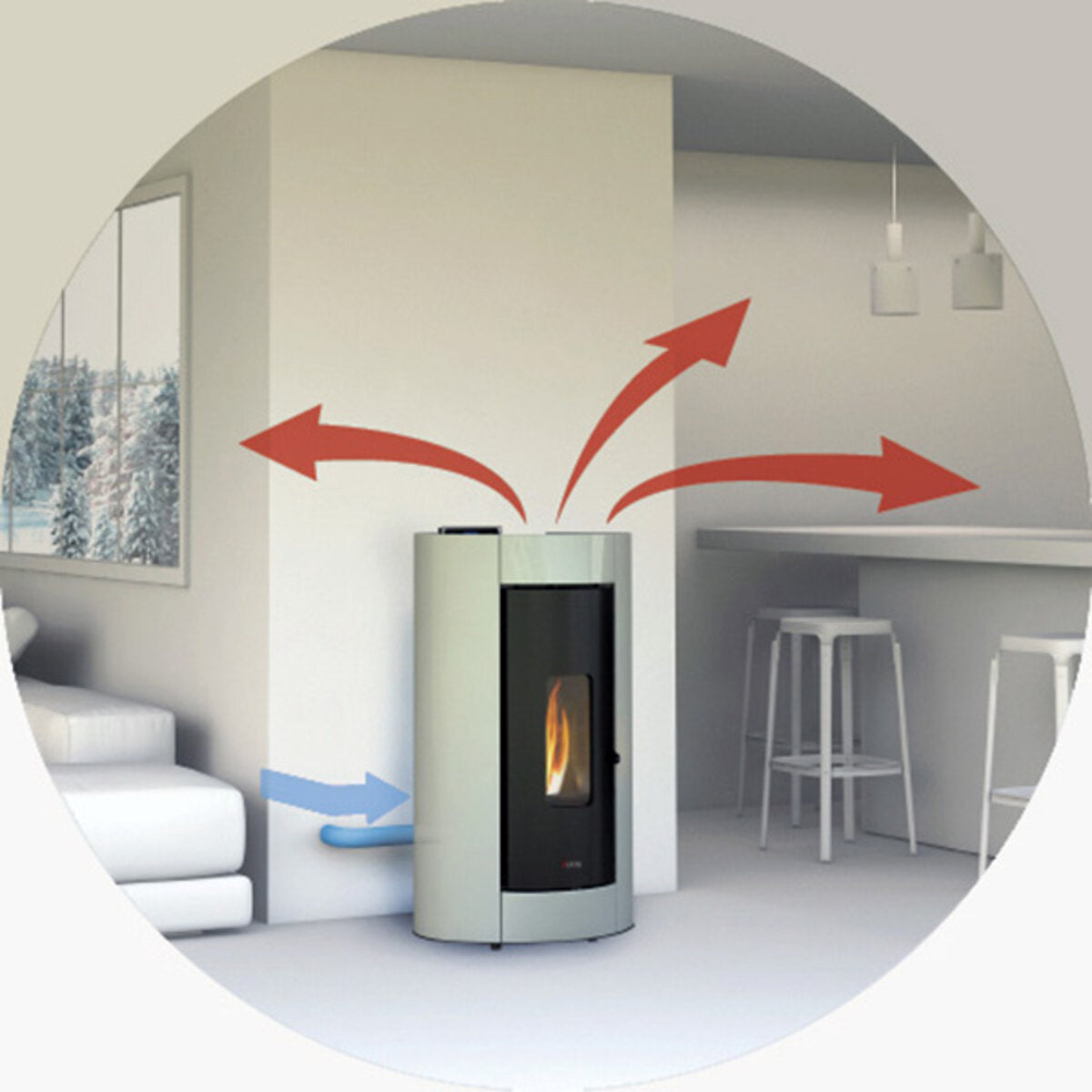 Poêle à granulés CADEL Cristal 7 air 7 kW - WiFi BLANC