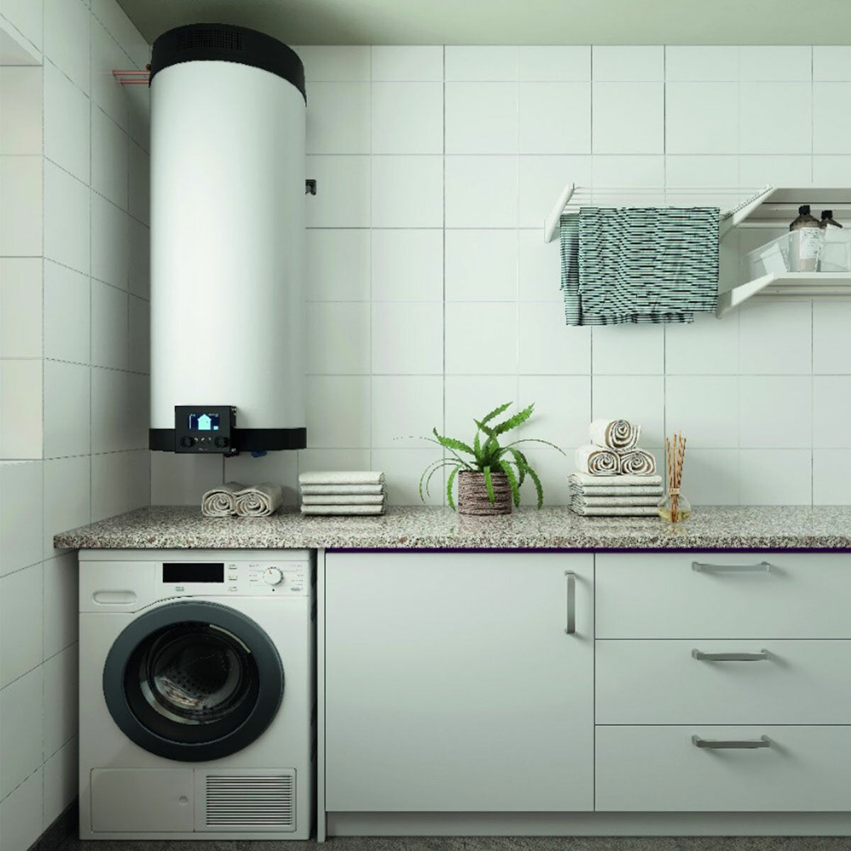 Daikin Multi+ dual split air conditioning and domestic hot water system - Emura 3 white internal units 7000+7000 BTU - 120 l tank