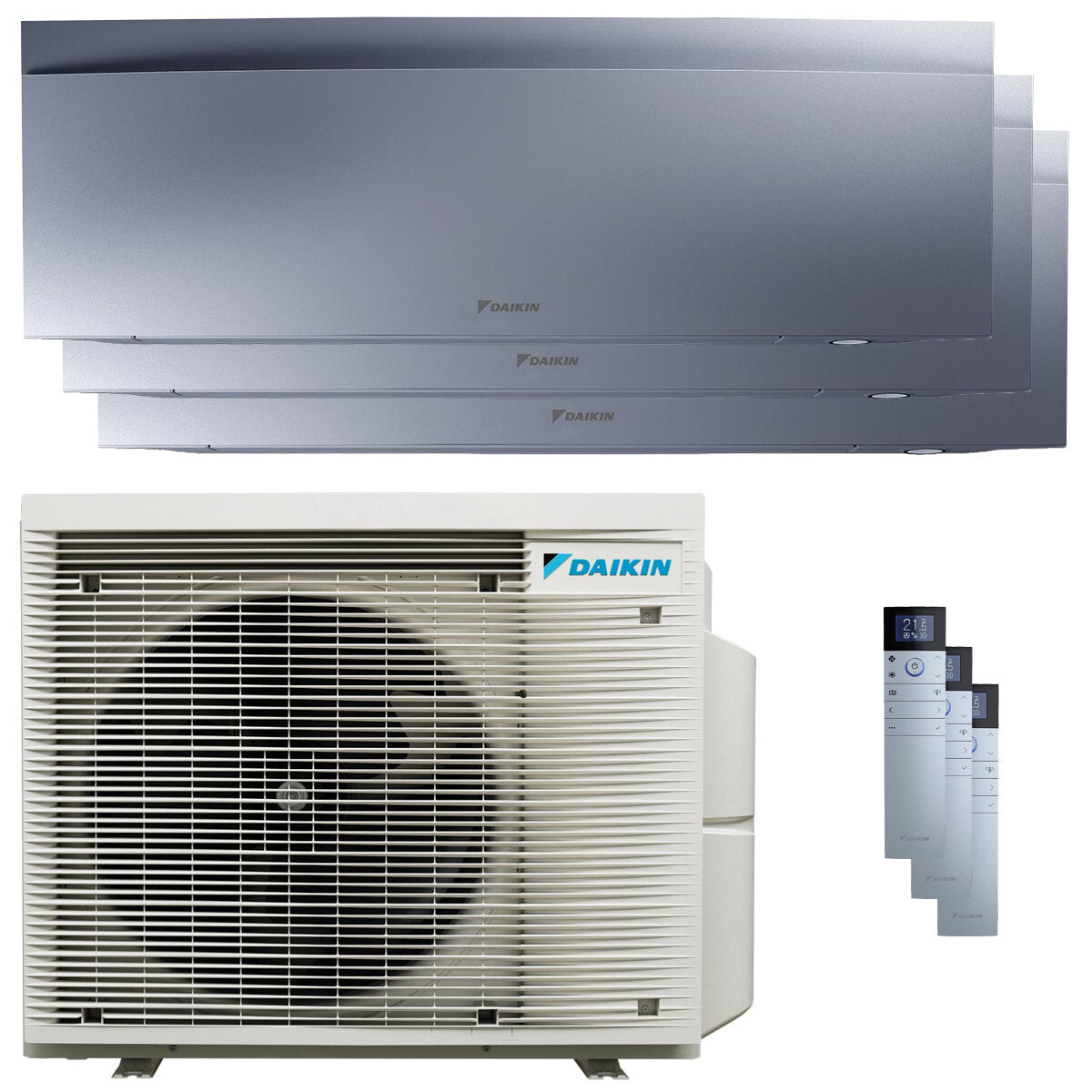 Daikin Emura 3 Trial Split Klimaanlage 7000+7000+7000 BTU Inverter A++ WLAN Außengerät 4 kW Silber