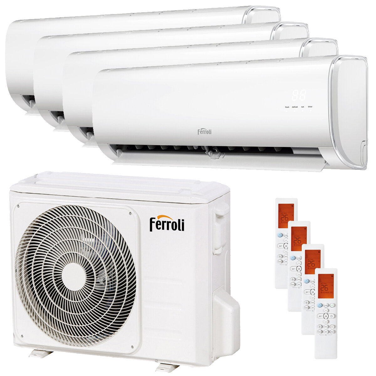 Ferroli Giada Quadri Split-Klimaanlage 9000+9000+9000+12000 BTU Wechselrichter Ein WLAN-Außengerät 8,2 kW