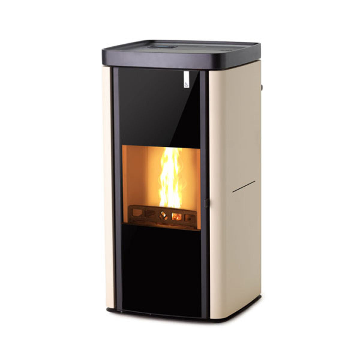 Poêle multi-combustibles hydronique Girolami Soft 14 ivoire 15 kW avec kit ECS