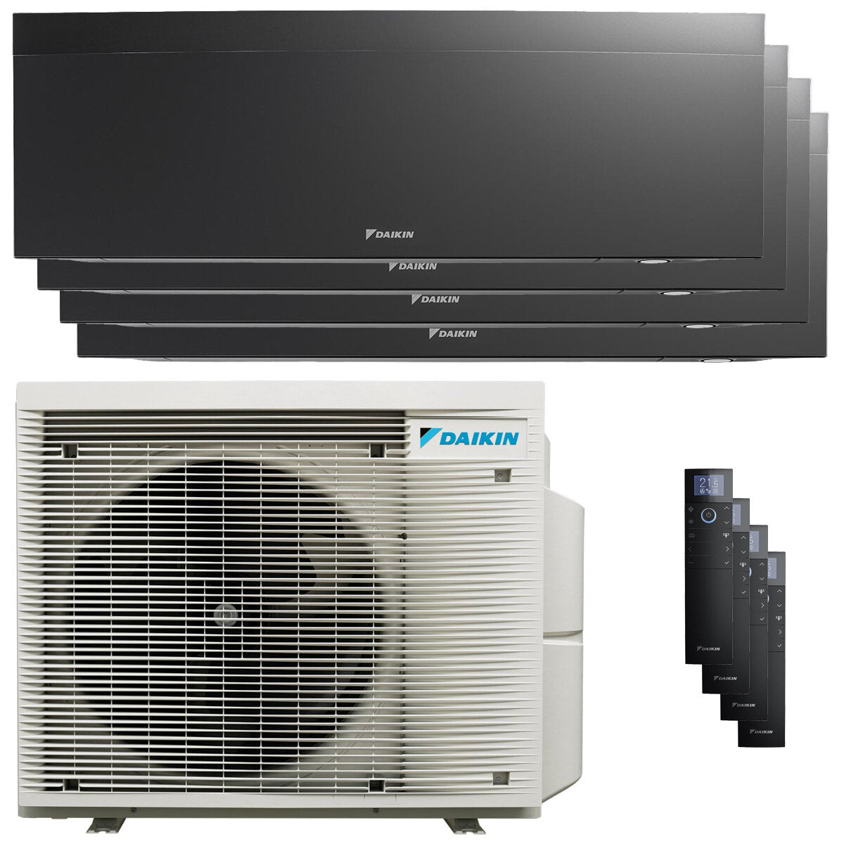 Daikin Emura air conditioner 3 split panels 7000 + 9000 + 9000 + 18000 BTU inverter A++ wifi outdoor unit 7.4 kW Black