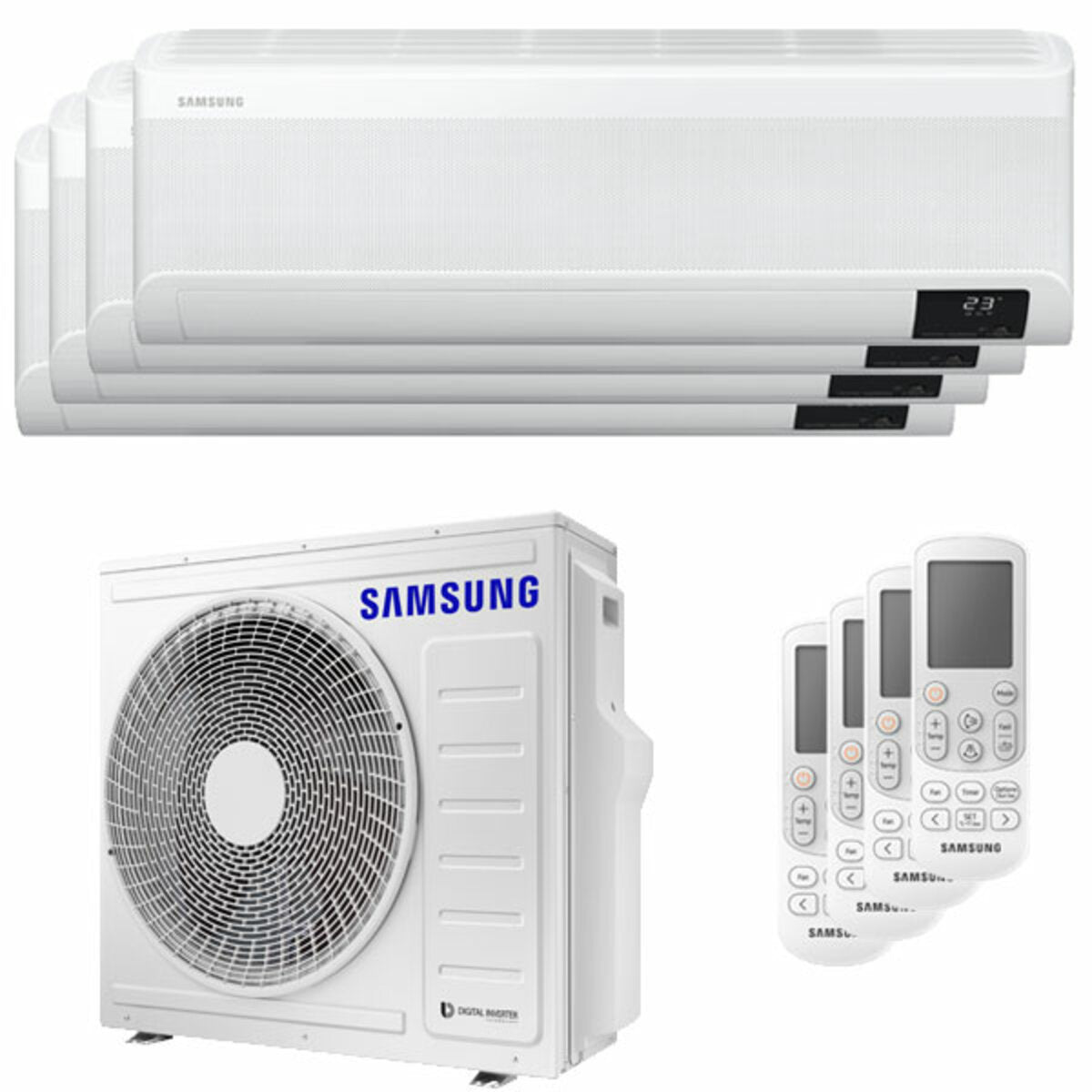 Samsung windfreie Klimaanlage Avant Quadri Split 9000 + 9000 + 9000 + 12000 BTU Inverter A++ WLAN Außengerät 8,0 kW