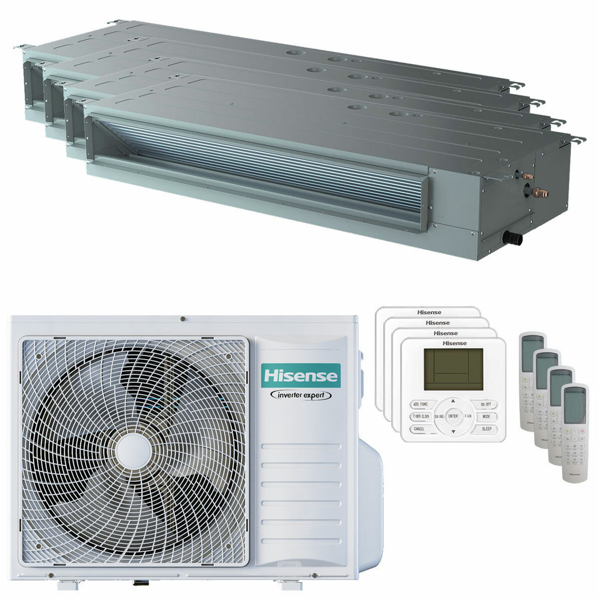 Climatiseur Hisense Gainable ADT quad split 9000+9000+9000+9000 BTU inverter A++ unité extérieure 8 kW 2023