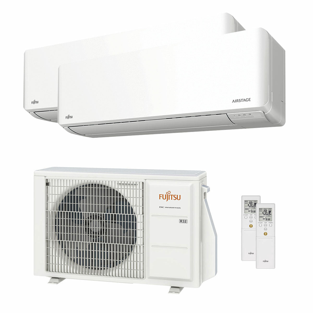 Climatiseur Fujitsu série KMCG WiFi dual split 7000+7000 BTU onduleur A+++ unité extérieure wifi 4 kW 