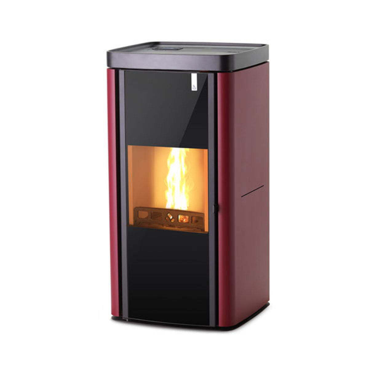Poêle multi-combustibles Girolami Soft 22 Bordeaux, 22 kW, kit hydro + ECS