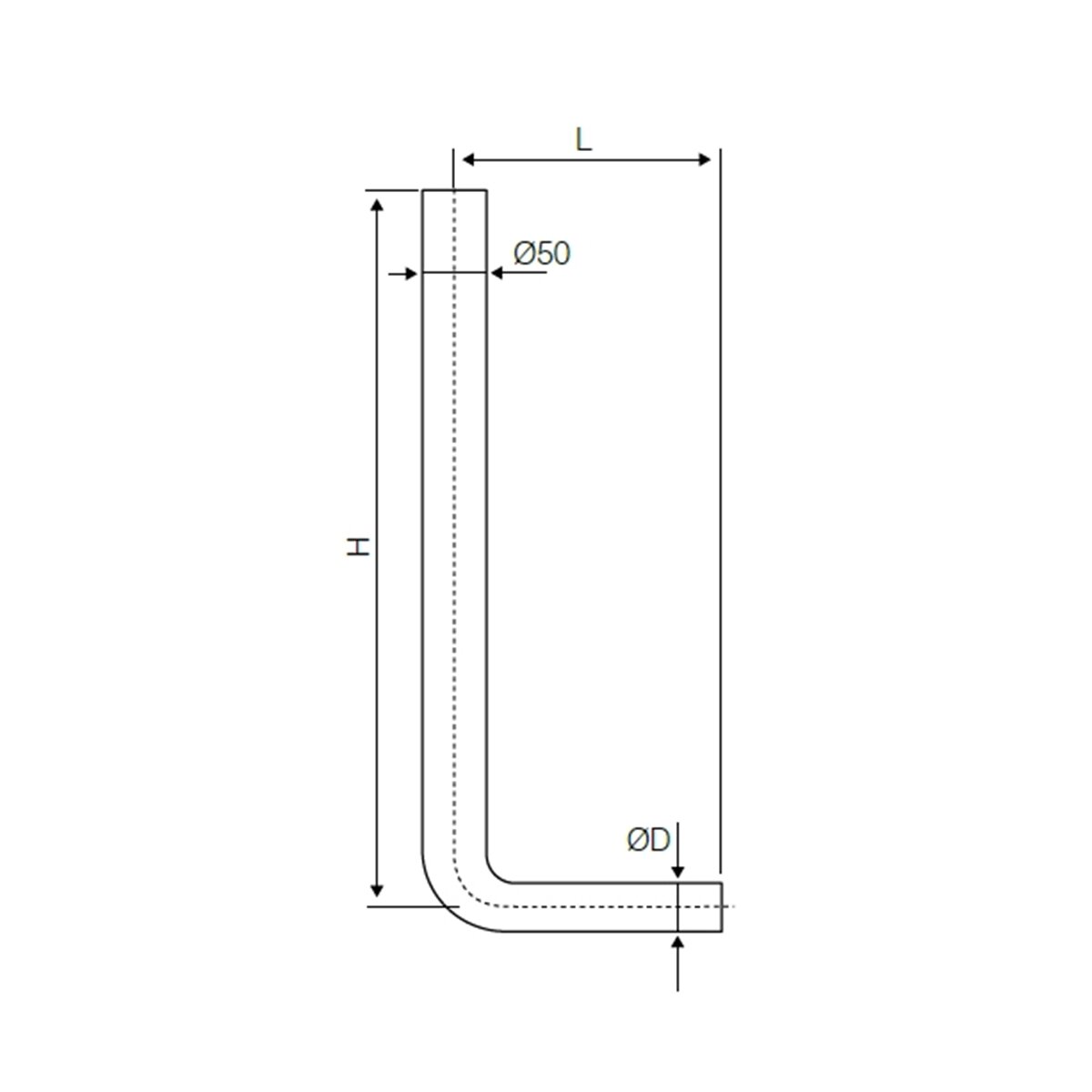 Mittelhohes ÖL-Spülrohr H 600 mm