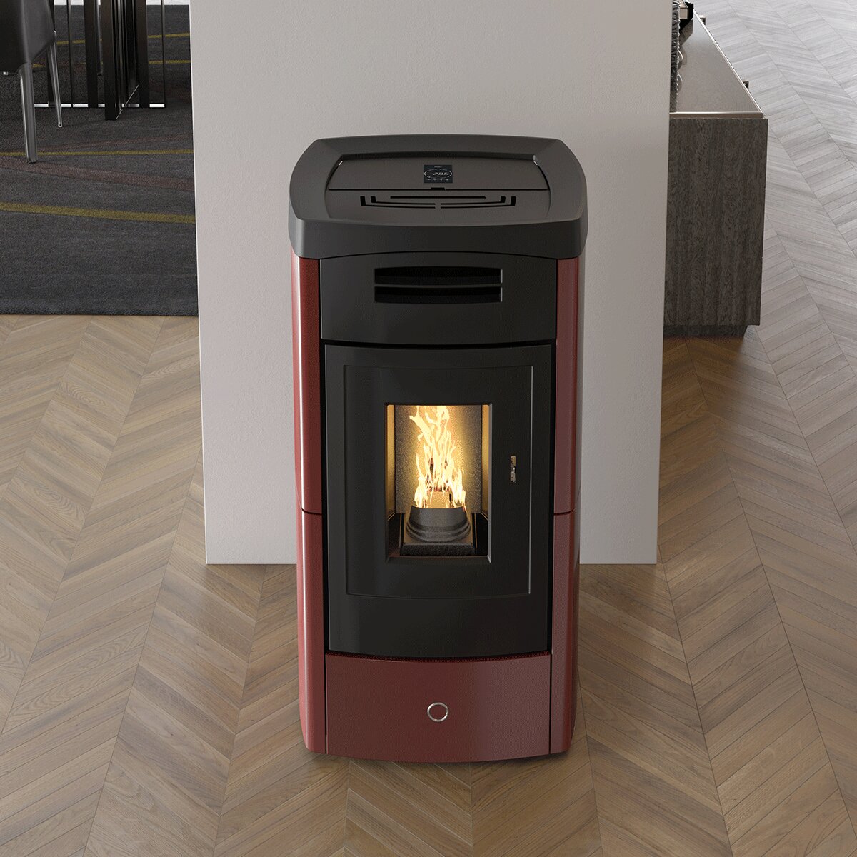 Pellet stove EK63 DAILY130++ - Edilkamin group - 12.5 kW with ducted air Bordeaux