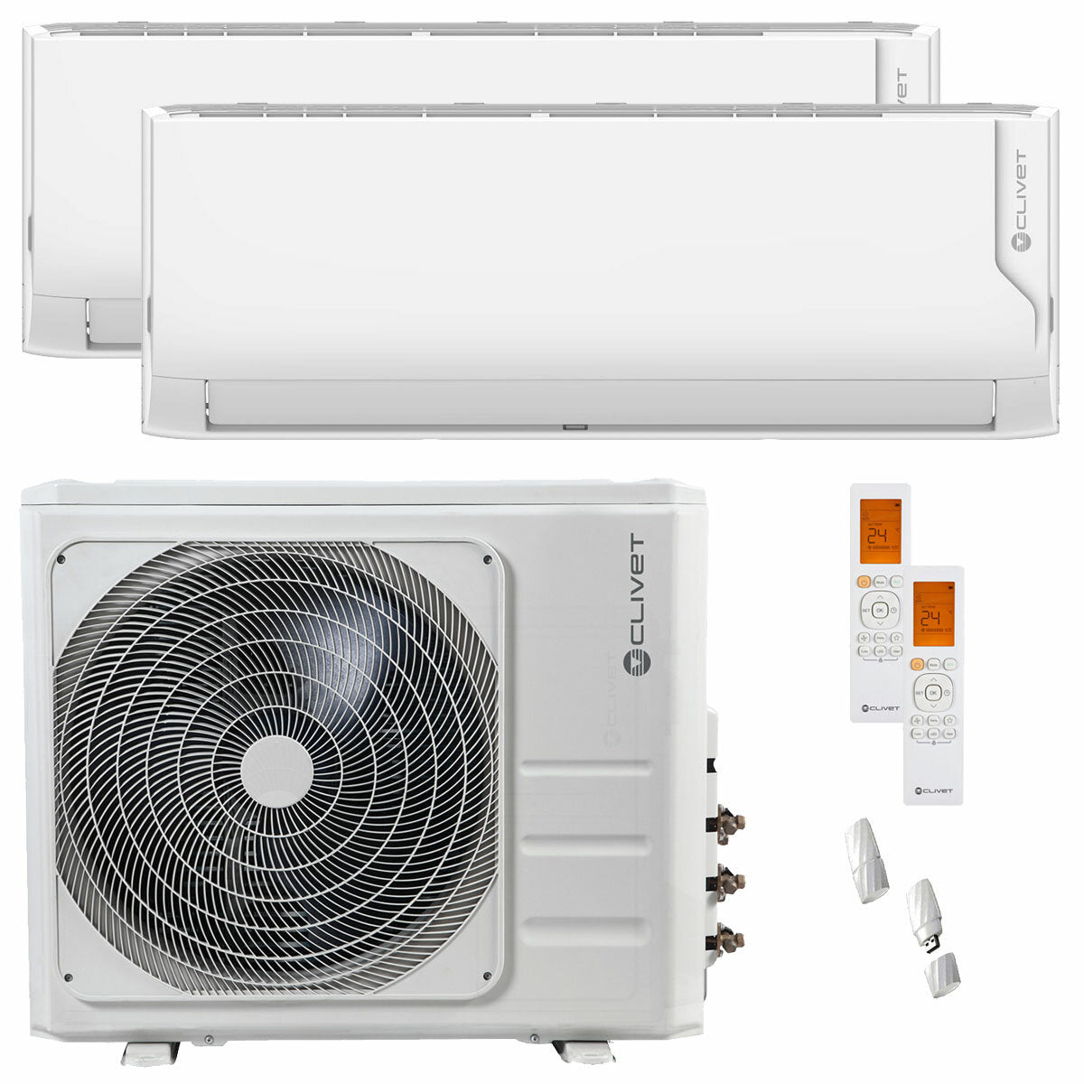 Climatiseur double split Clivet Cristallo 2 12000+24000 BTU inverter A++ unité extérieure wifi 10,5 kW 