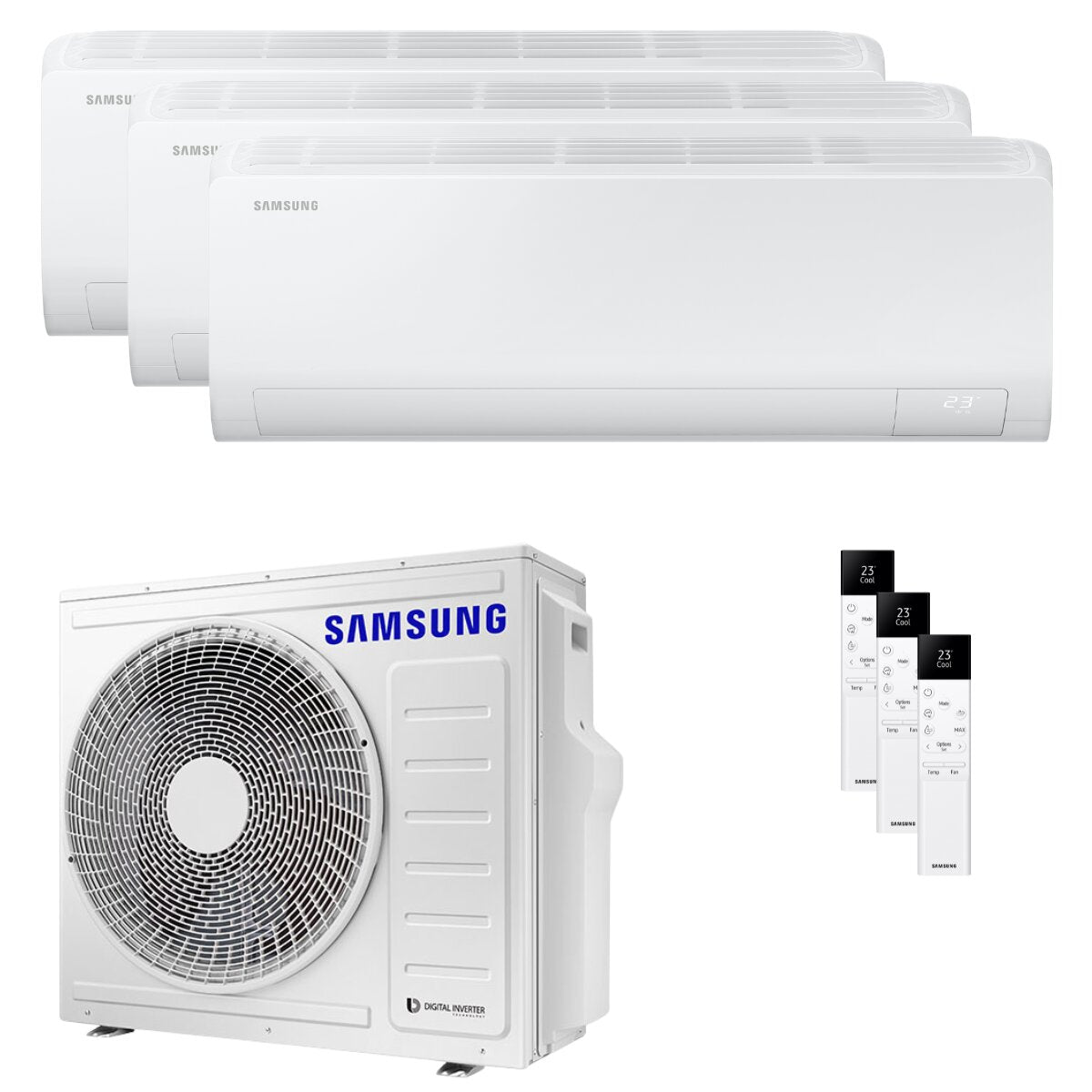 Climatiseur trial split Samsung Cebu S2 12000+12000+12000 BTU inverseur A++ unité extérieure wifi 8 kW 