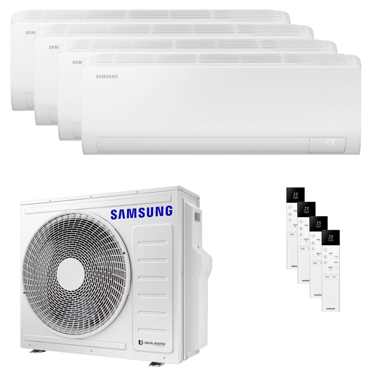 Climatiseur quadri split Samsung Cebu S2 7000+9000+12000+12000 BTU inverseur A++ unité extérieure wifi 8 kW 