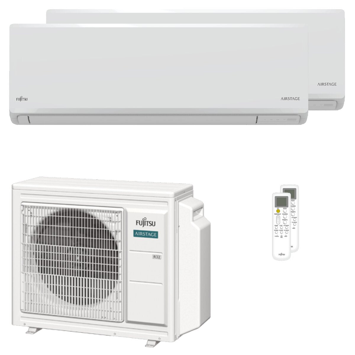 Climatiseur double split WiFi Fujitsu série KN 12 000 + 12 000 BTU Inverter A++ unité externe Wi-Fi 5,4 kW 