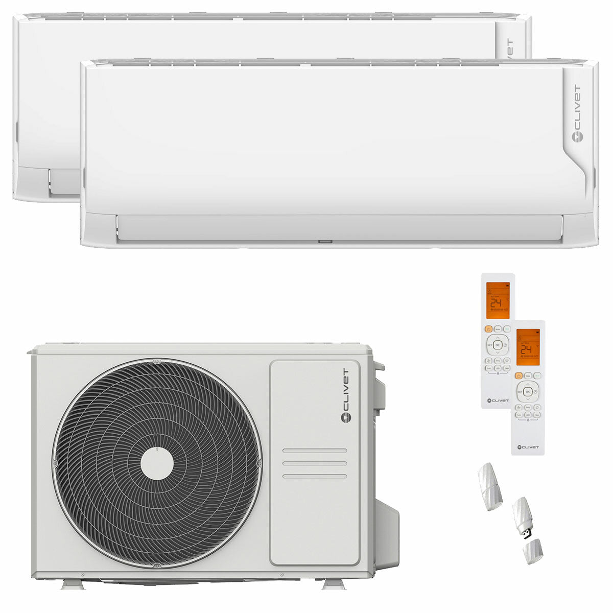 Climatiseur double split Clivet Cristallo 2 9000+12000 BTU inverter A+ unité extérieure wifi 5,3 kW 