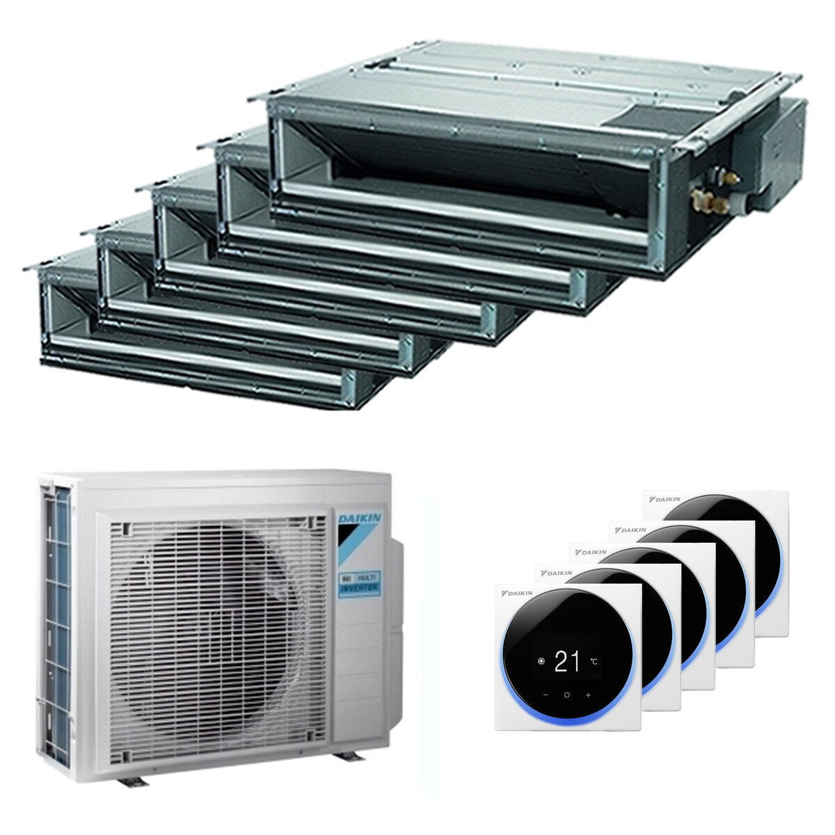 Daikin climatiseur gainable Mini Sky FDXM-F9 penta split 9000+9000+9000+12000+12000 BTU onduleur A++ externe 9 kW