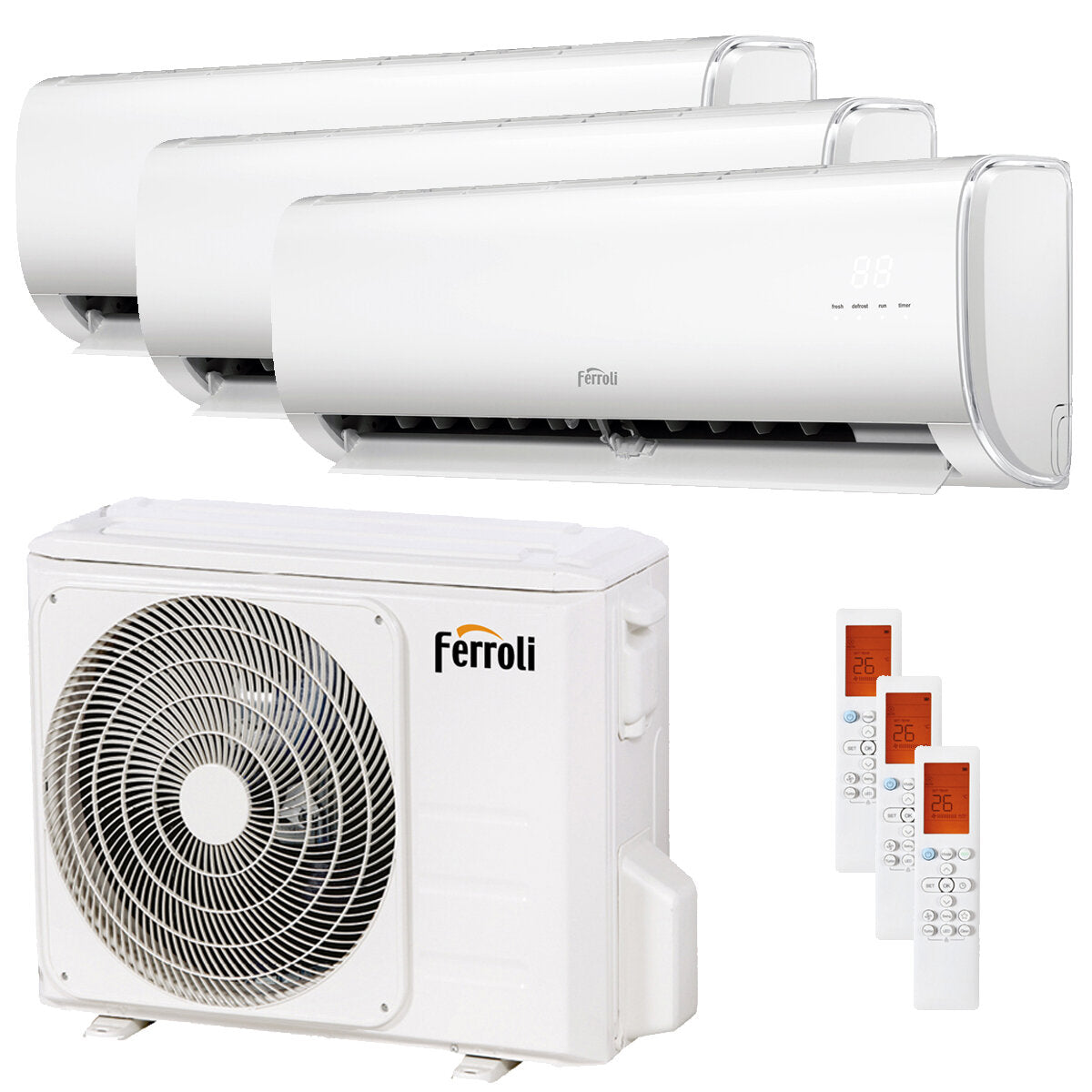 Ferroli Giada essai split climatiseur 9000+9000+18000 BTU onduleur A++ wifi unité extérieure 8,2 kW