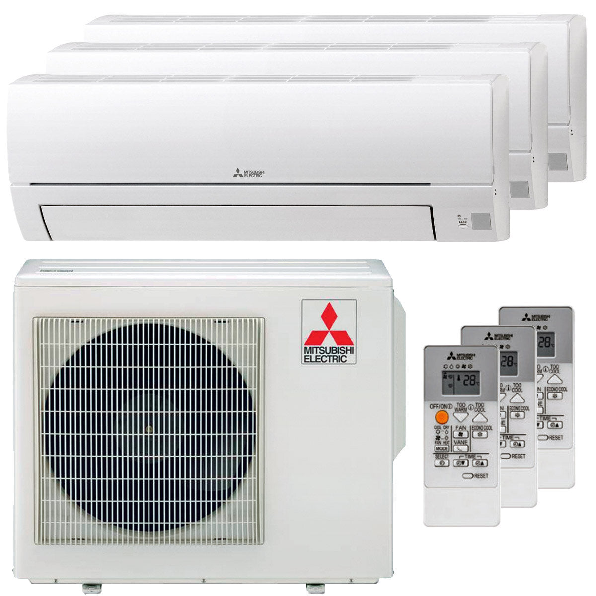 Mitsubishi Electric MSZ-HR Trial Split Klimaanlage 9000 + 9000 + 12000 BTU externer A++ Wechselrichter 5,0 kW