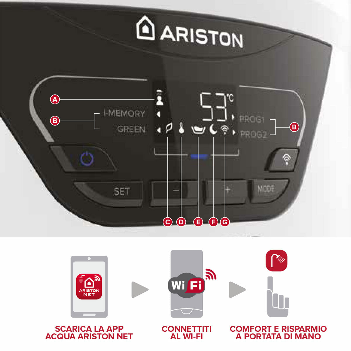 Elektrischer Warmwasserbereiter und Hybridwärmepumpe Lydos Hybrid Ariston 100 Liter mit WiFi