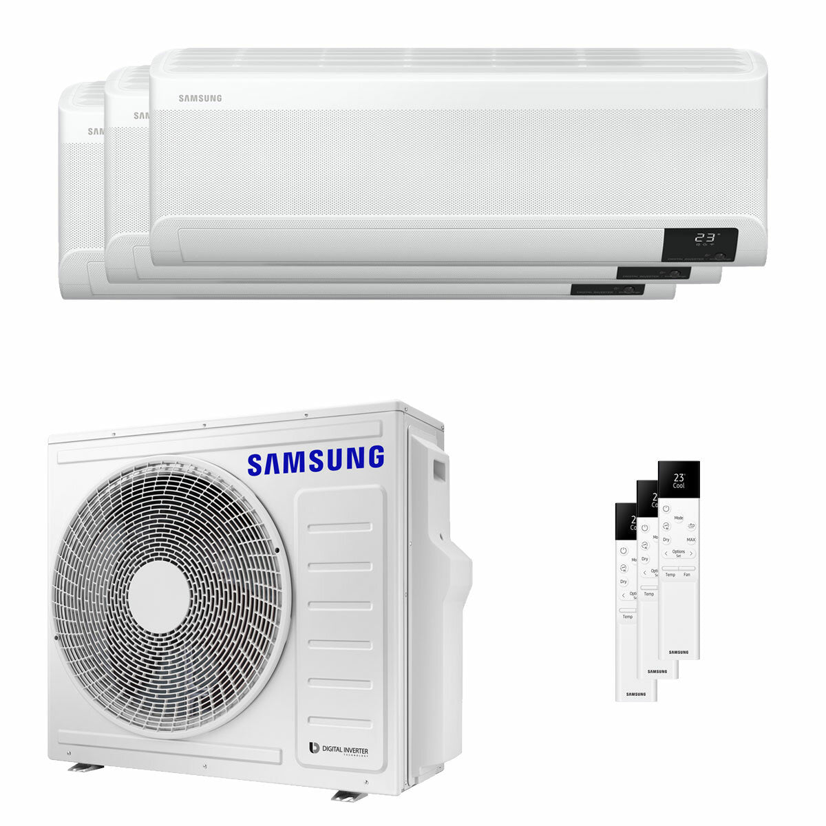 Climatiseur trial split Samsung Windfree Elite 2023 9000+9000+12000 BTU inverter A++ unité extérieure wifi 6,8 kW