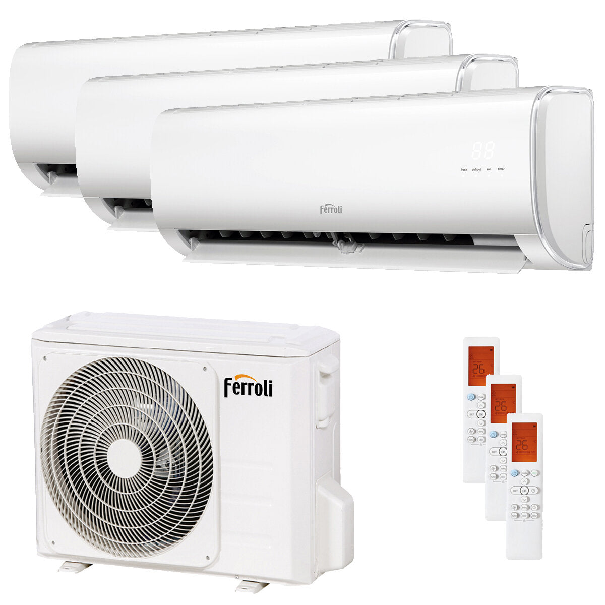 Ferroli Giada climatiseur split d&#39;essai 9000+9000+12000 BTU onduleur A+ unité extérieure wifi 6,2 kW