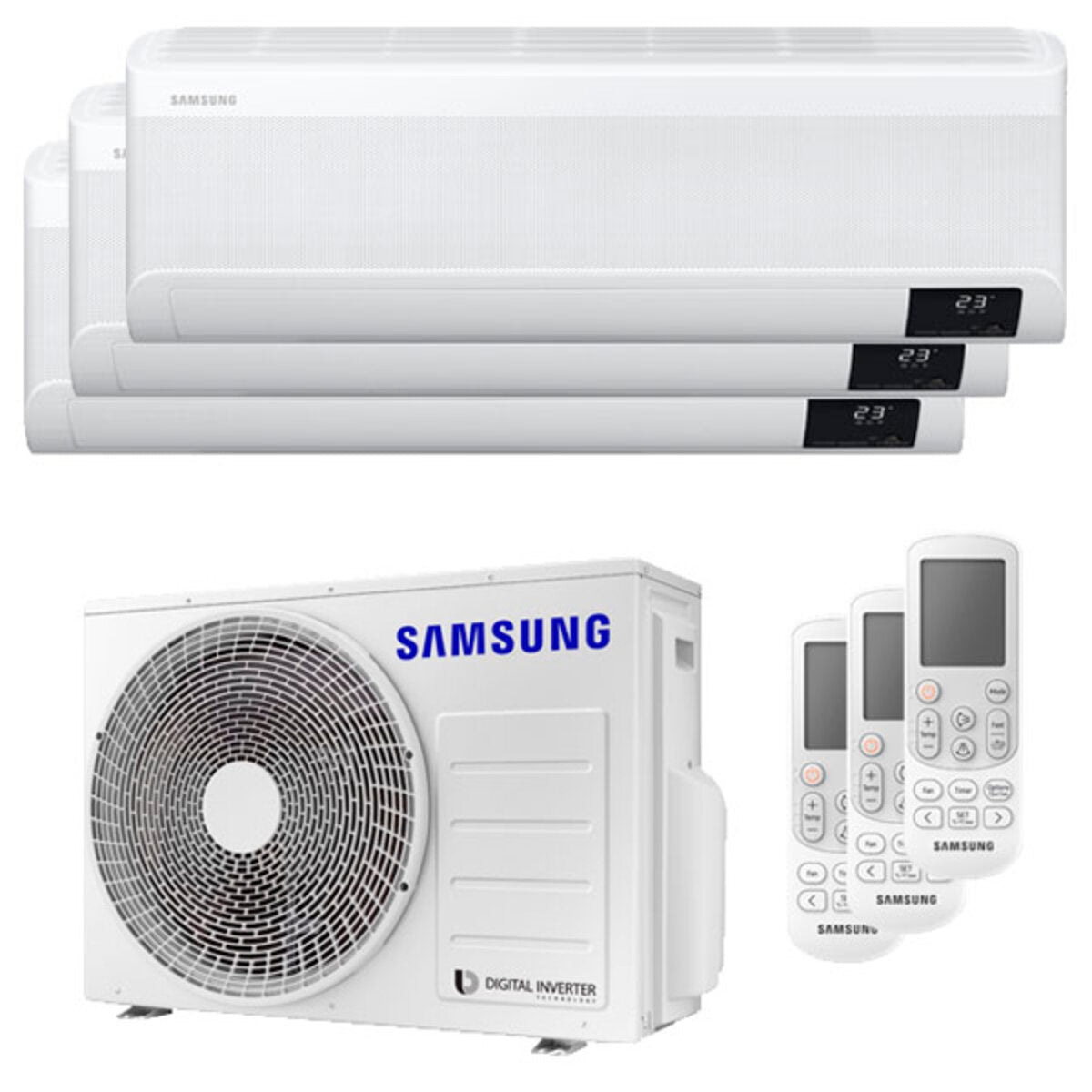 Climatiseur Samsung windfree Avant trial split 7000 + 9000 + 12000 BTU inverter A ++ unité extérieure wifi 5,2 kW