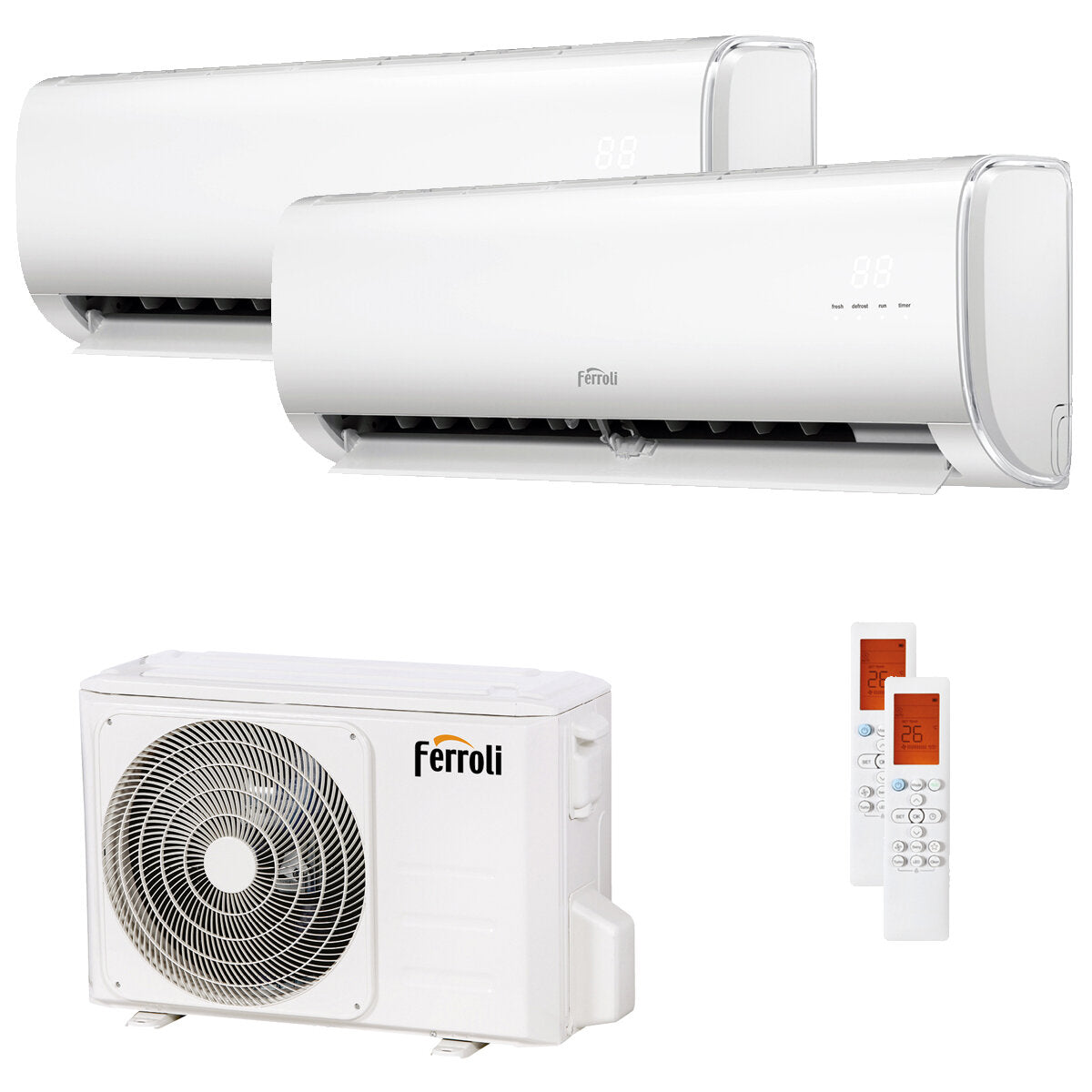 Ferroli Giada dual split air conditioner 9000+9000 BTU inverter A wifi outdoor unit 5.3 kW