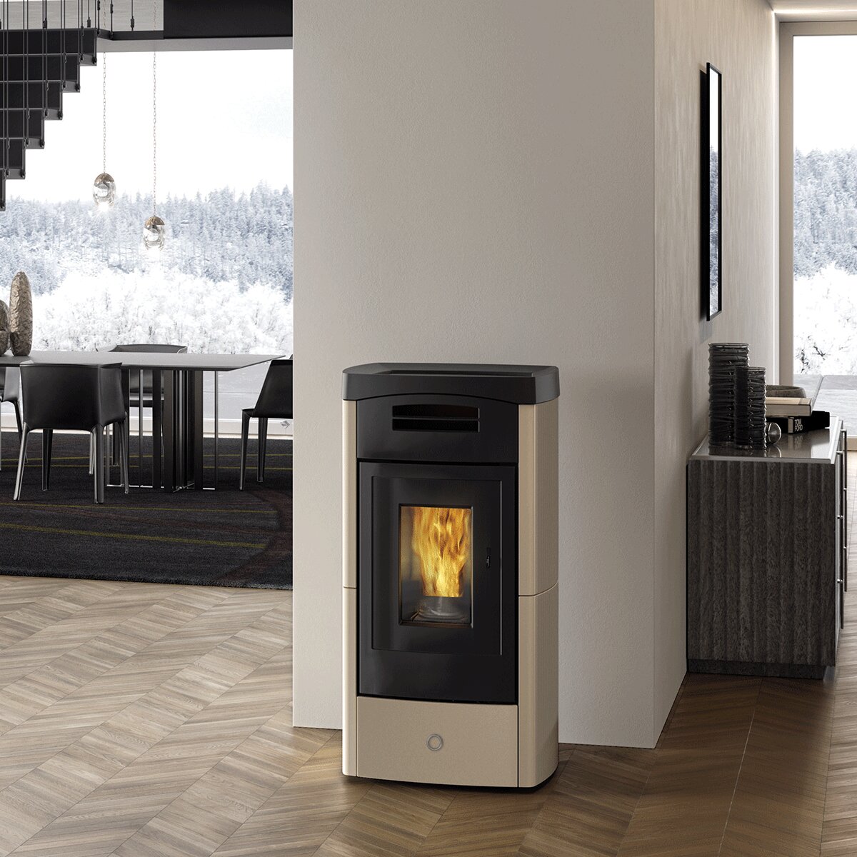 Pellet stove EK63 DAILY130++ - Edilkamin group - 12.5 kW with ducted air Tortora