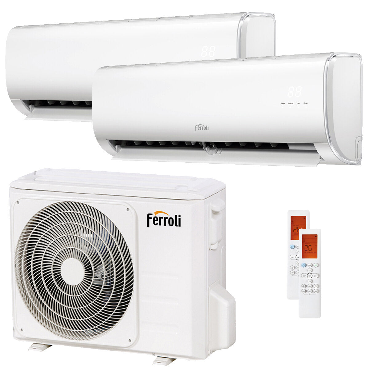 Ferroli Giada dual split air conditioner 18000+18000 BTU inverter A wifi outdoor unit 8.2 kW