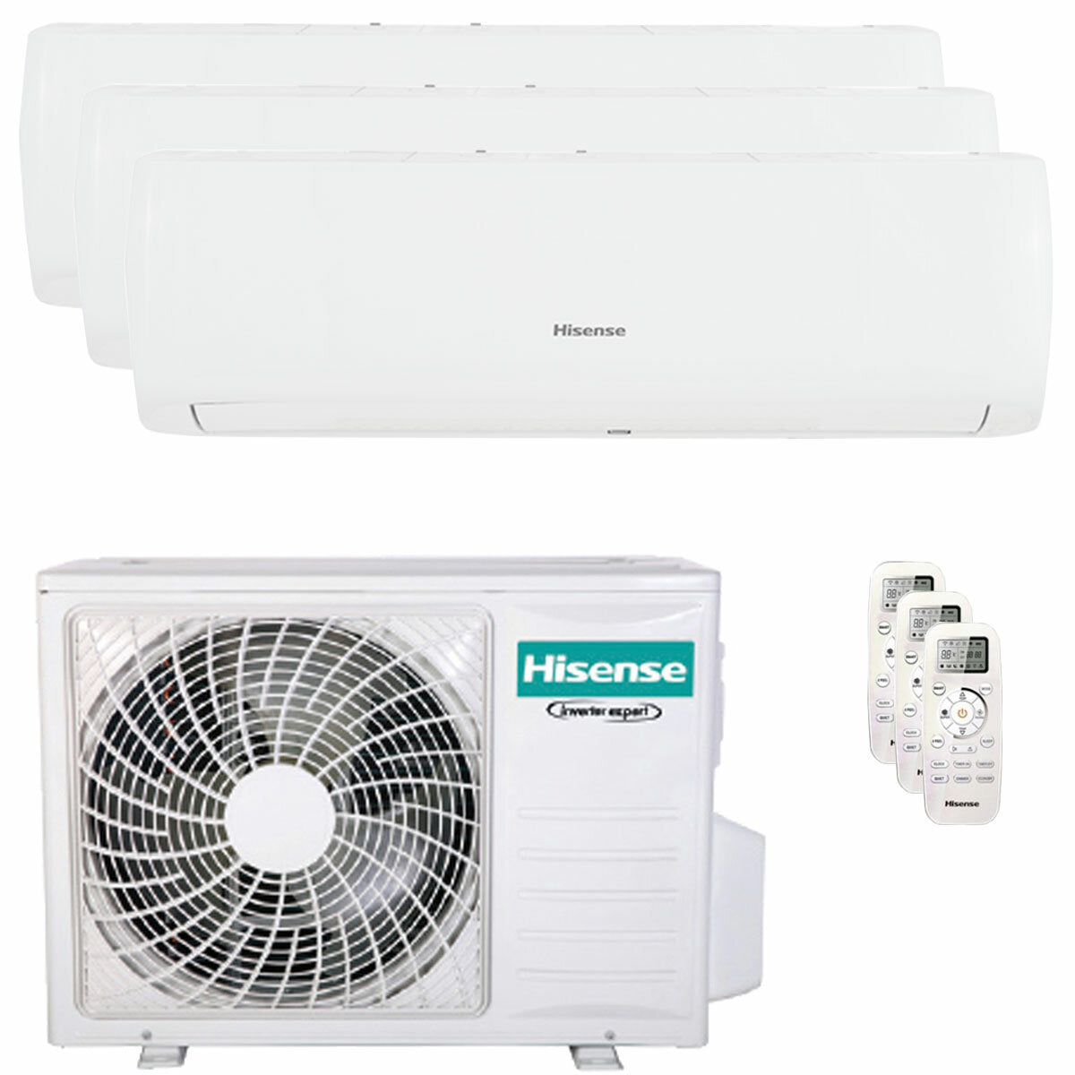 Climatiseur trial split Hisense IQ PLUS 9000+12000+12000 BTU inverseur A++ unité extérieure wifi 7 kW 