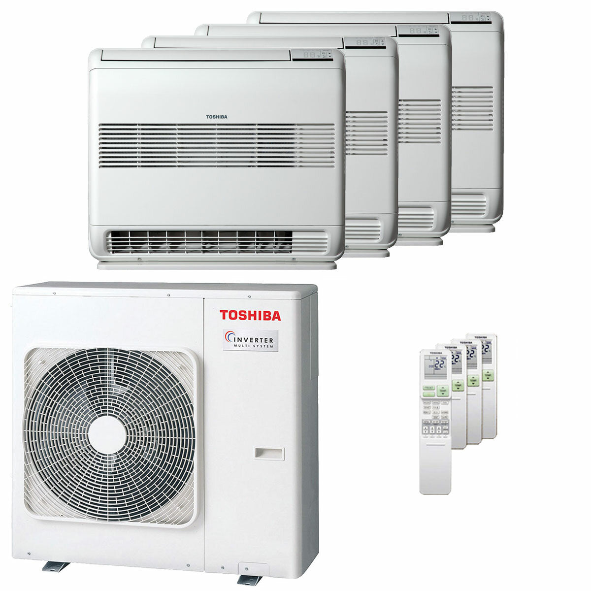 Toshiba Console J2 quadri split air conditioner 12000+12000+12000+12000 BTU inverter A++ external unit 8 kW