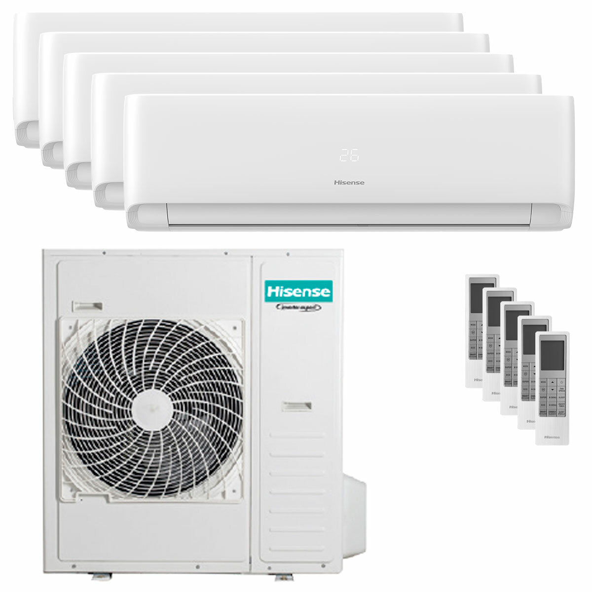 Climatiseur Hisense EcoSense penta split 9000+9000+9000+12000+12000 BTU inverseur wifi unité extérieure 12,5 kW 