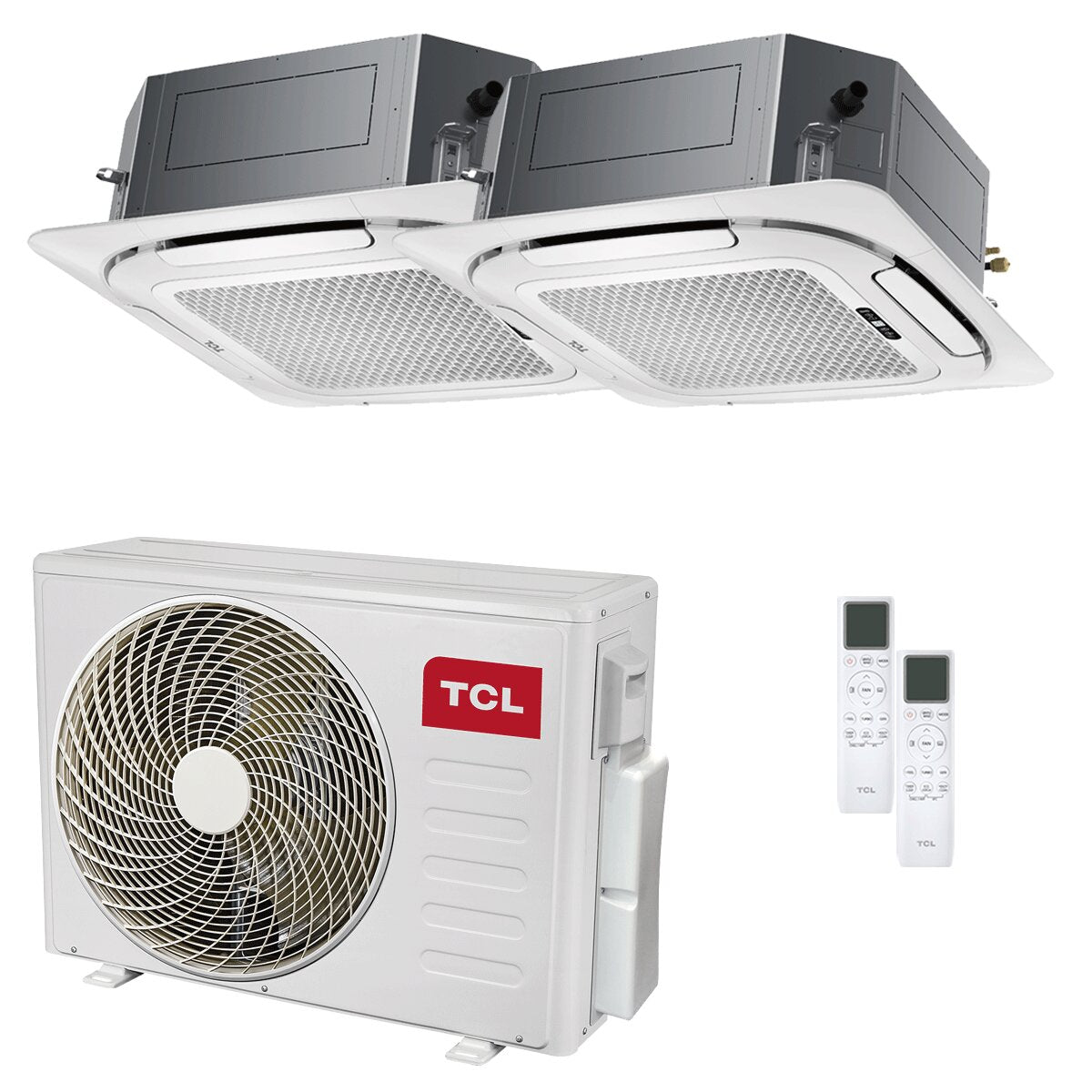 Climatiseur TCL Cassette 4 voies Série S double split 12000+18000 BTU Inverter A++ wifi unité externe 7,9 kW 