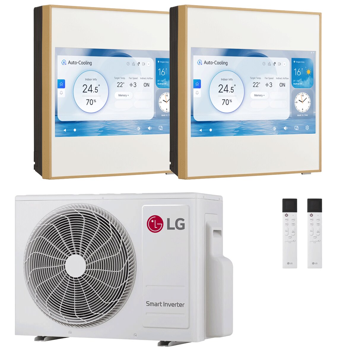 LG ARTCOOL Gallery LCD dual split air conditioner 9000+12000 BTU inverter A+++ wifi outdoor unit 4.7 kW