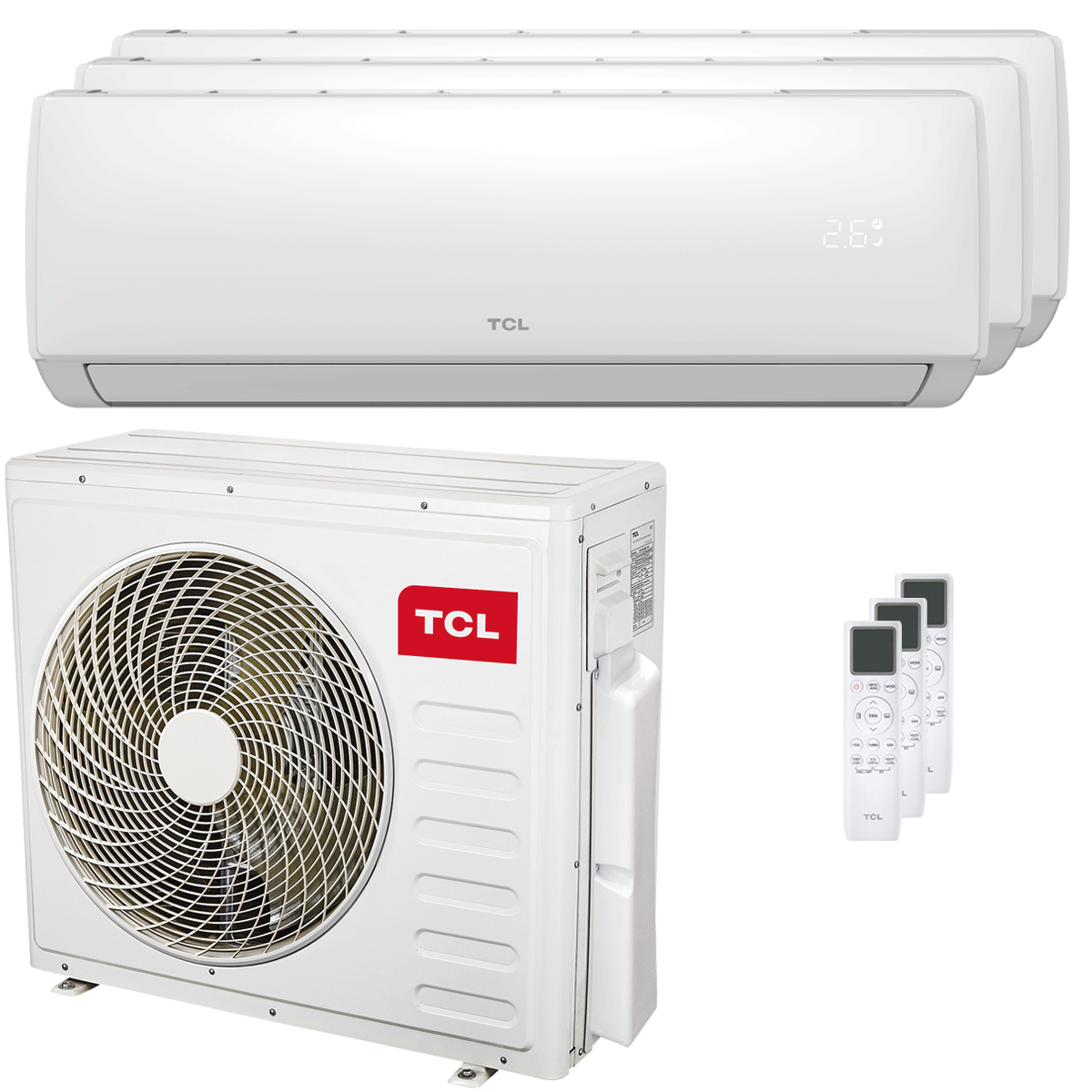Climatiseur double split TCL Elite F2 12000+12000+18000 BTU Inverter A++ Wi-Fi unité externe 9,4 kW 