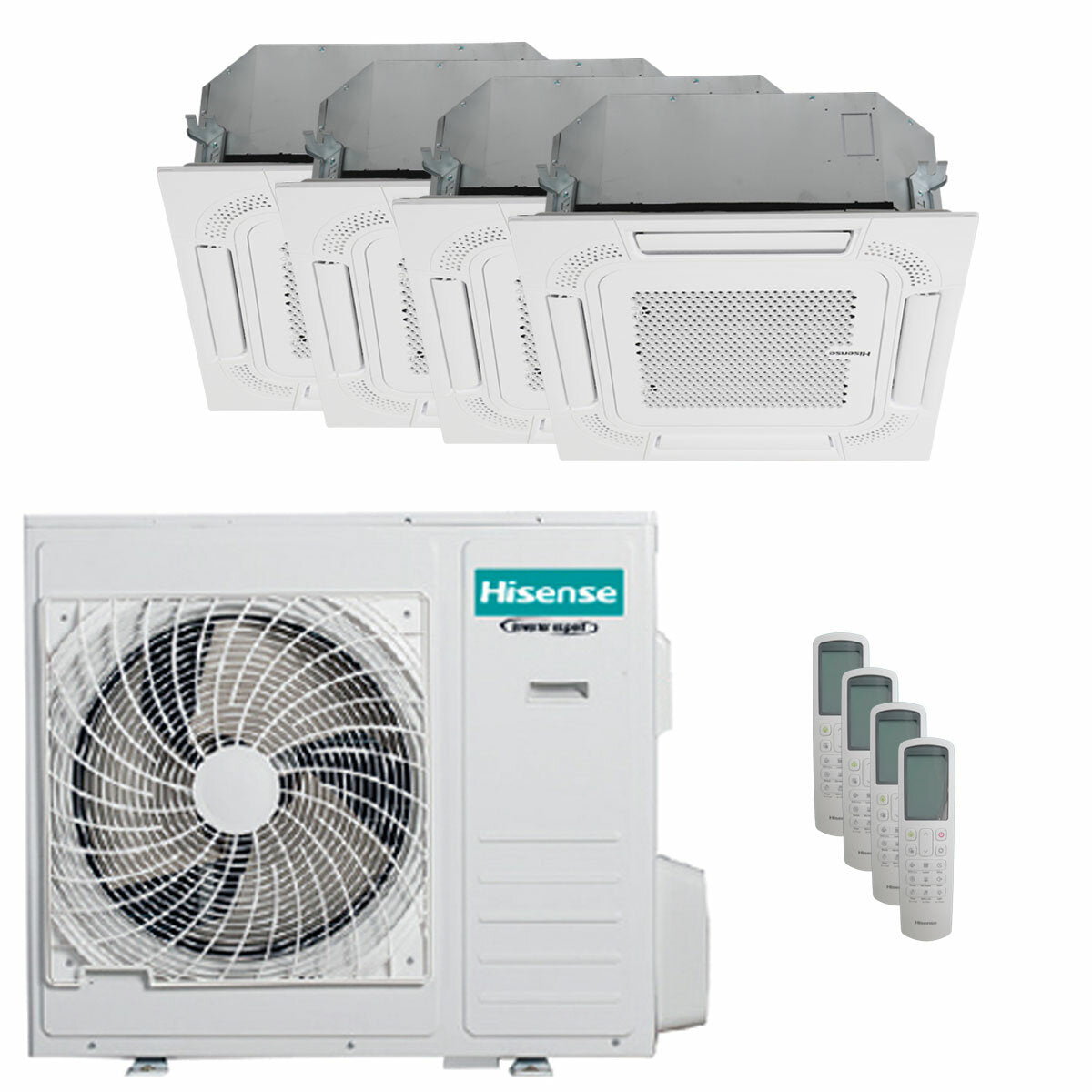 Hisense-Klimaanlage Cassette ACT Quadri Split 12000+12000+12000+12000 BTU Inverter A++ Außengerät 10 kW