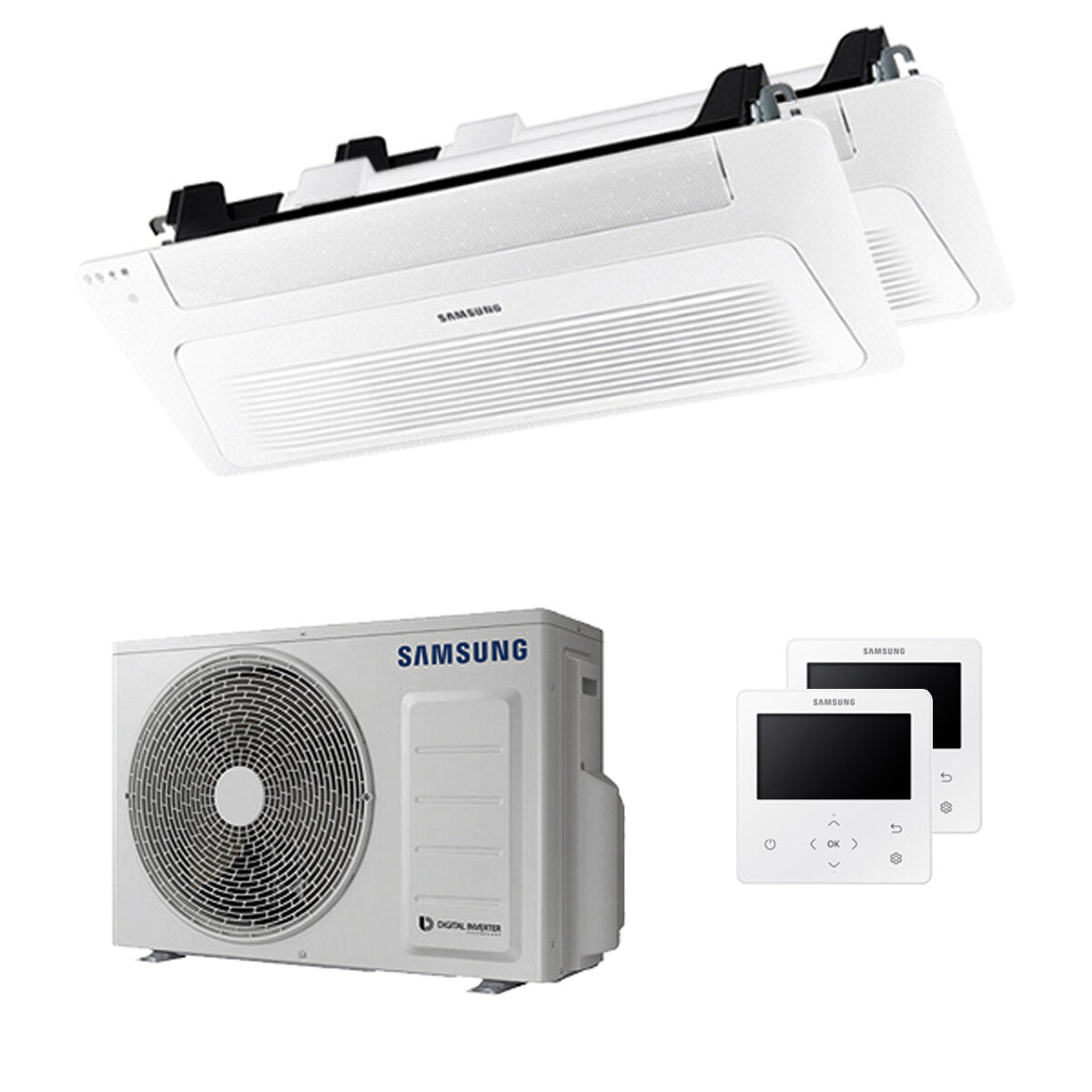 Samsung Air Conditioner Cassette WindFree 1 Way dual split 9000 + 12000 BTU inverter A +++ external unit 5.0 kW