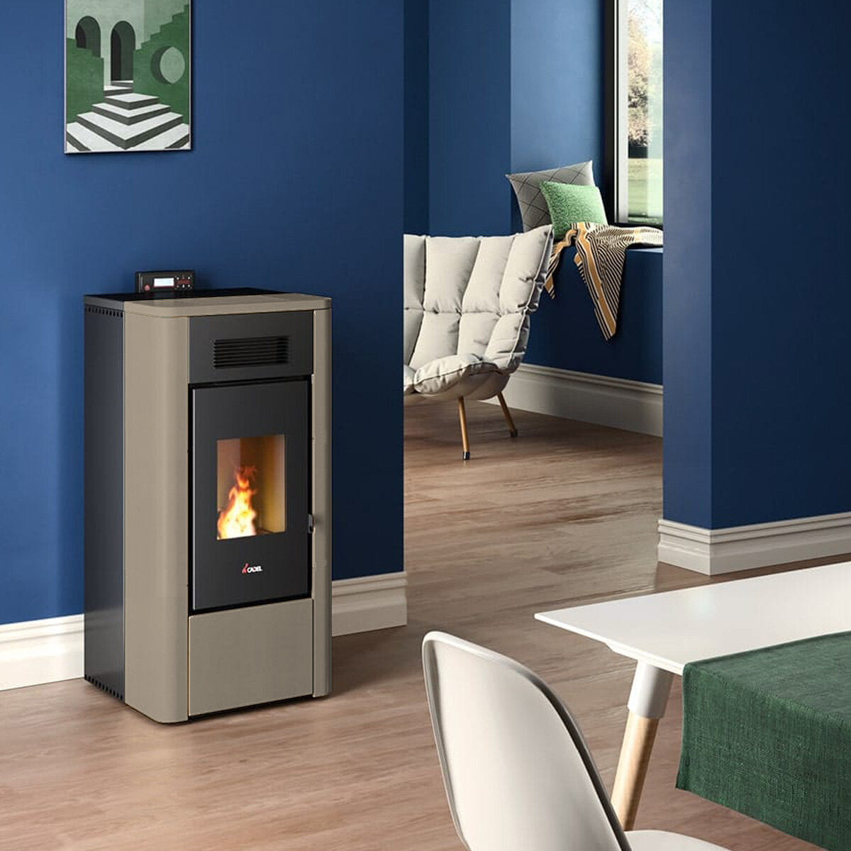 Cadel River Idro 23 Water Pellet Stove 22.4 kW WiFi Light Bronze