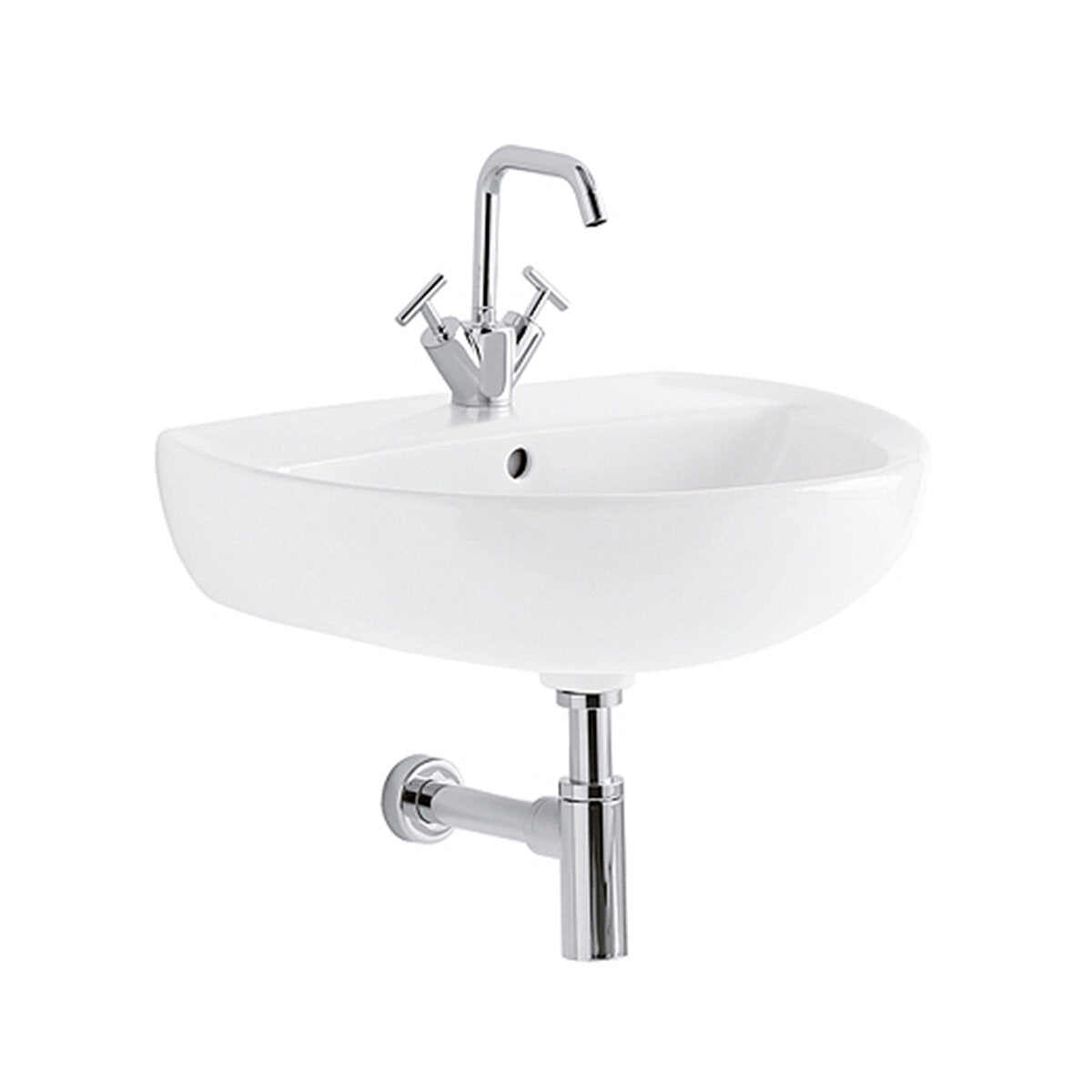 Geberit Colibrì 55 cm single hole wall-mounted washbasin in glossy white