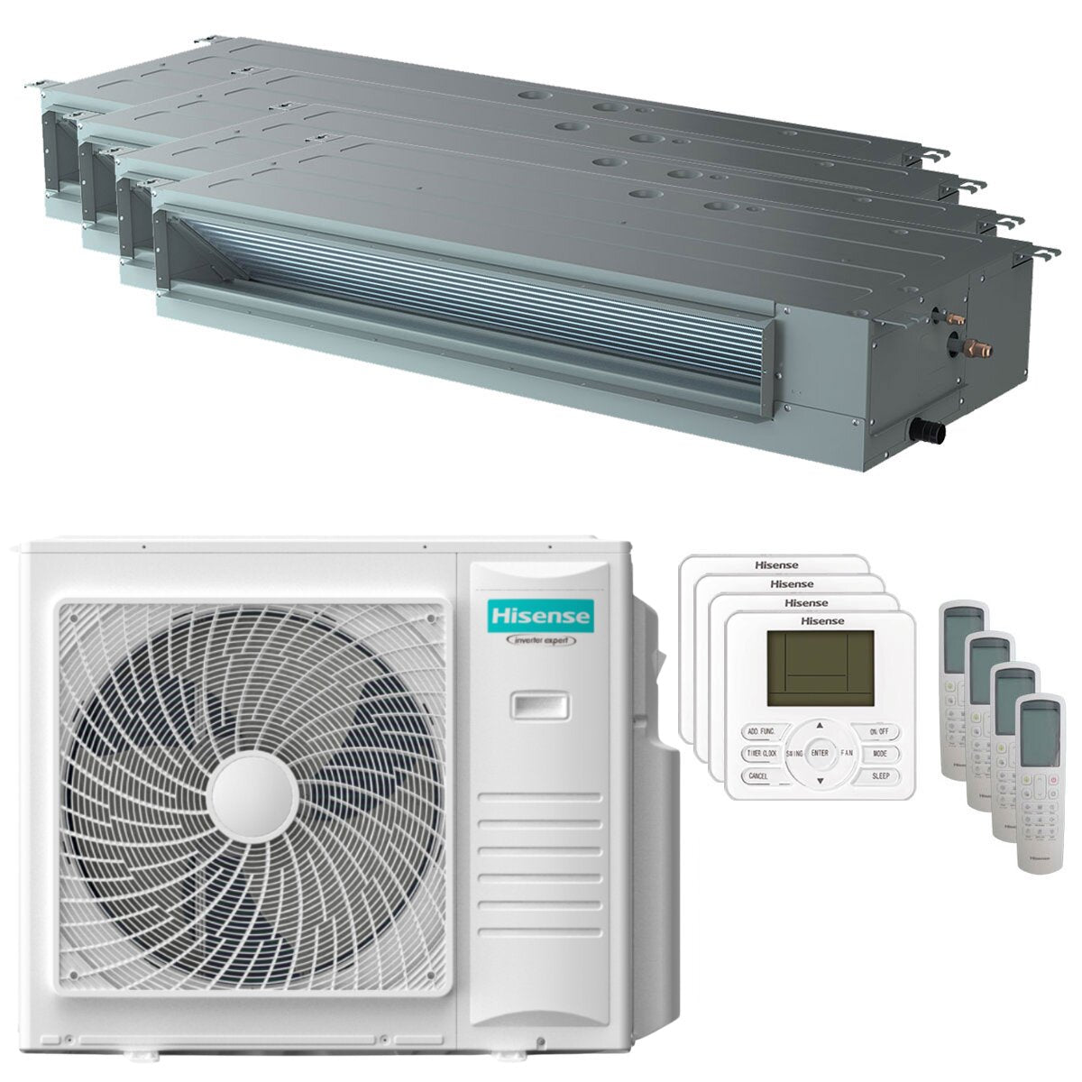 Hisense Kanalklimaanlage ADT Quadri Split 9000+9000+12000+12000 BTU Inverter A++ Außeneinheit 10 kW 