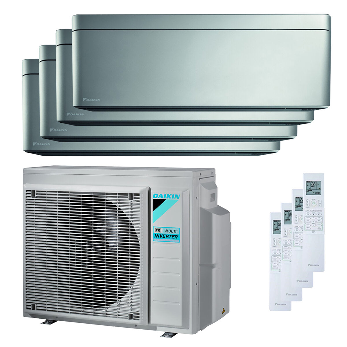 Daikin Stilvolle quadratische Split-Klimaanlage 7000 + 9000 + 9000 + 12000 BTU Wechselrichter A ++ WLAN-Außengerät 6,8 kW