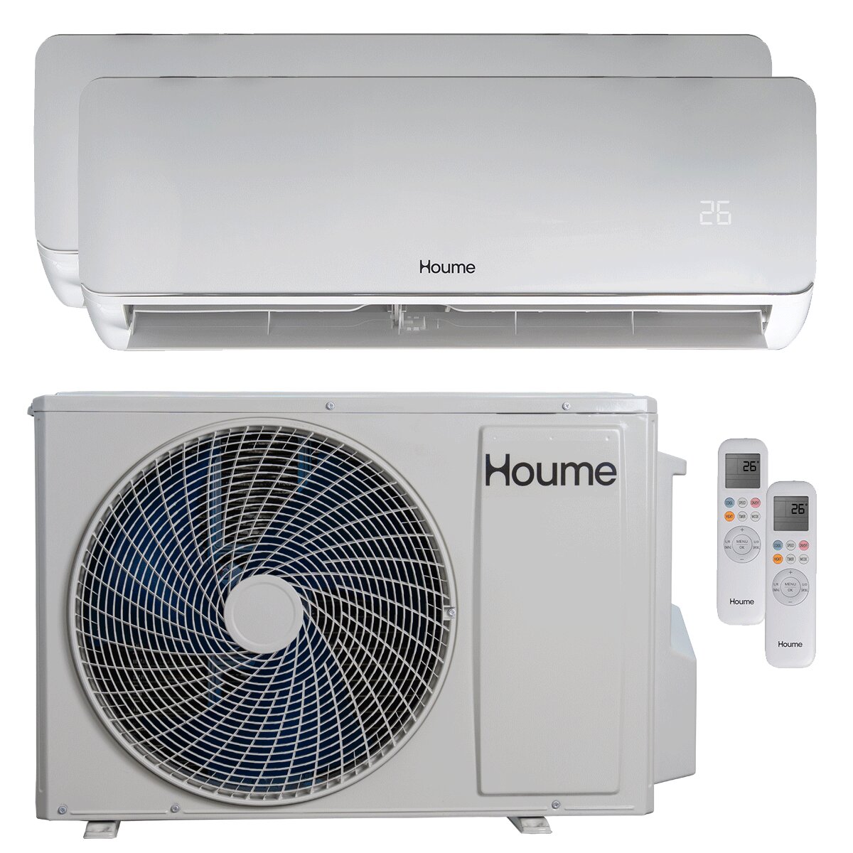 Houme Elèa Flow Dual Split Klimaanlage 9000+12000 BTU R32 Inverter A++ WiFi Außeneinheit 5,3 kW