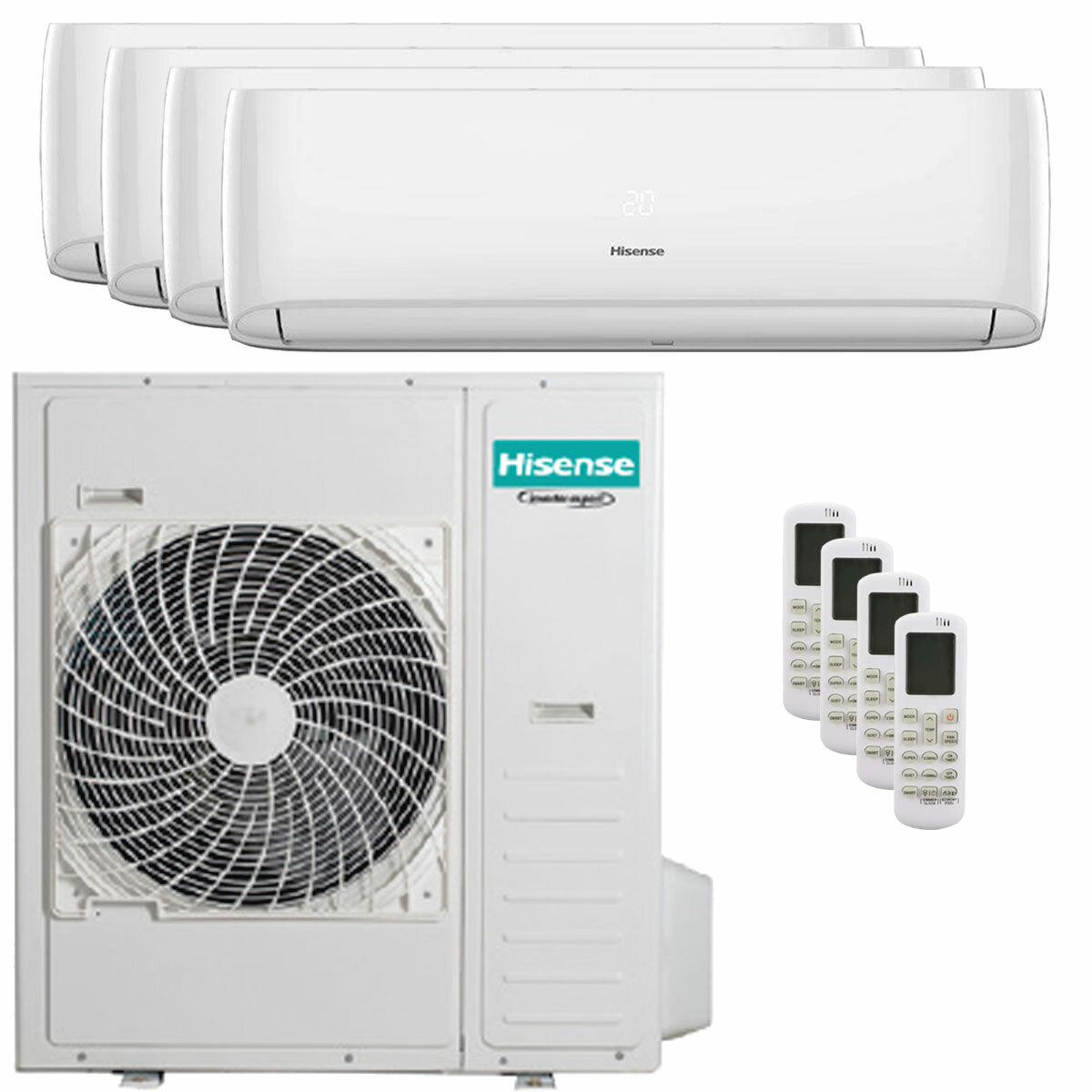 Hisense Hi-Comfort quadri split air conditioner 9000 + 9000 + 9000 + 24000 BTU wifi inverter outdoor unit 12.5 kW