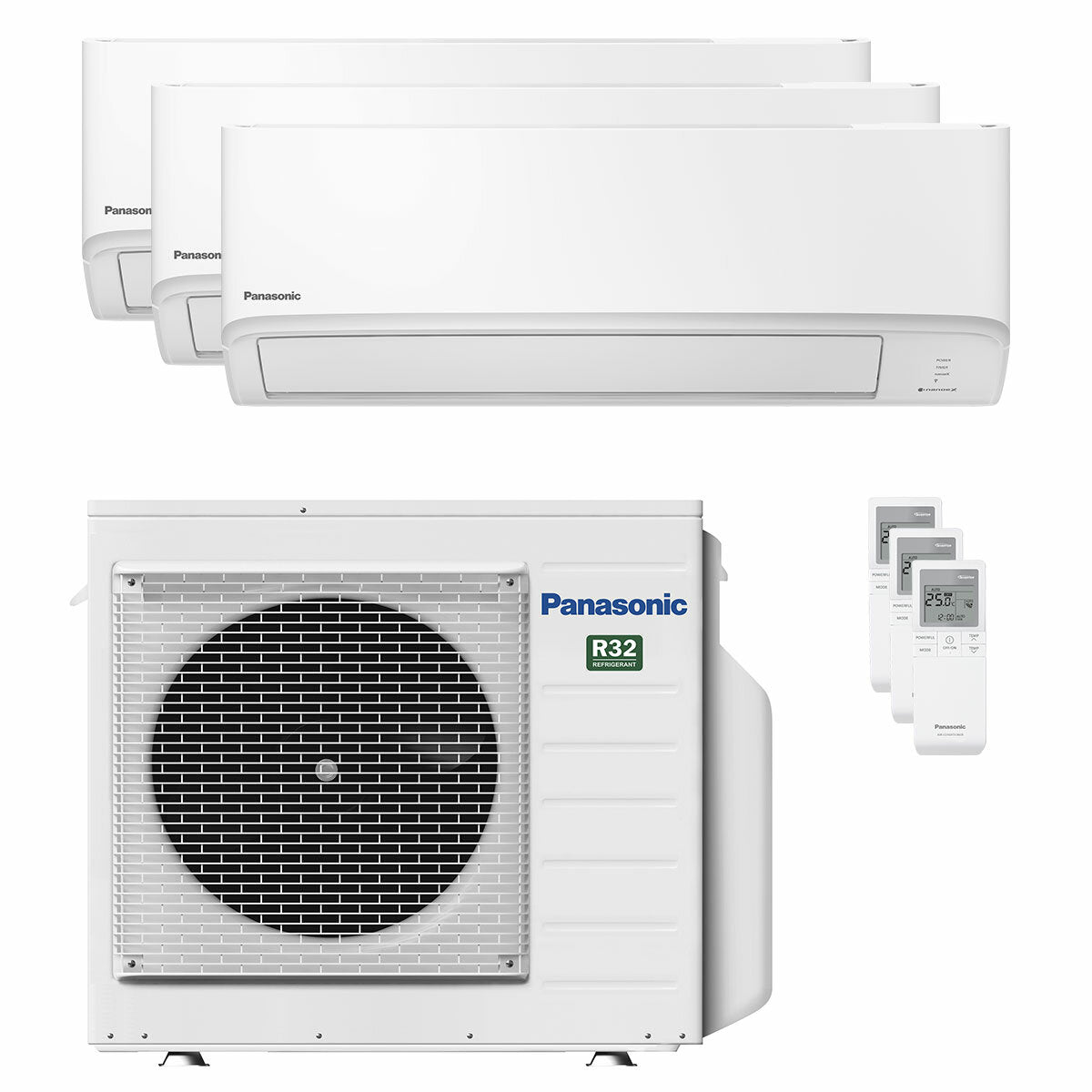 Panasonic TZ Series trial split air conditioner 7000+12000+12000 BTU A+++ wifi external unit 5.2 kW