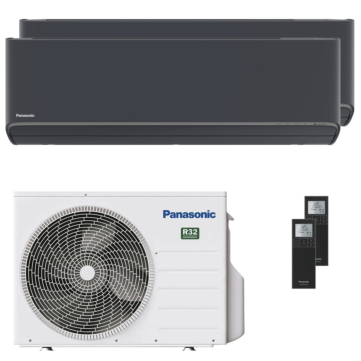 Climatiseur double split Panasonic Etherea 9000+9000 BTU Inverter A+++ Wi-Fi Unité extérieure 5 kW Gris graphite