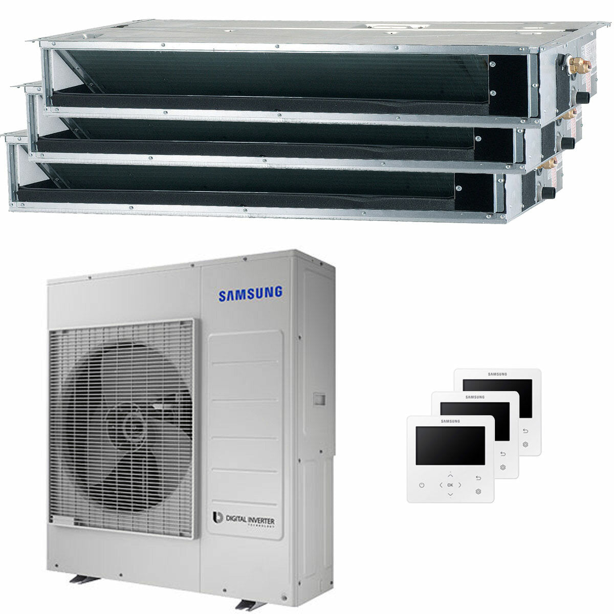 Climatiseur gainable Samsung trial split 18000 + 18000 + 18000 BTU inverter A ++ unité extérieure 10 kW