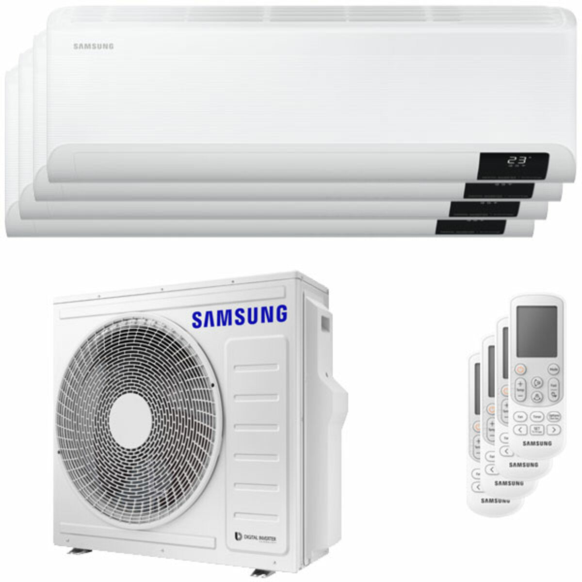Samsung Cebu Wi-Fi Quadri Split-Klimaanlage 9000 + 9000 + 9000 + 12000 BTU Inverter A++ WLAN Außengerät 8,0 kW