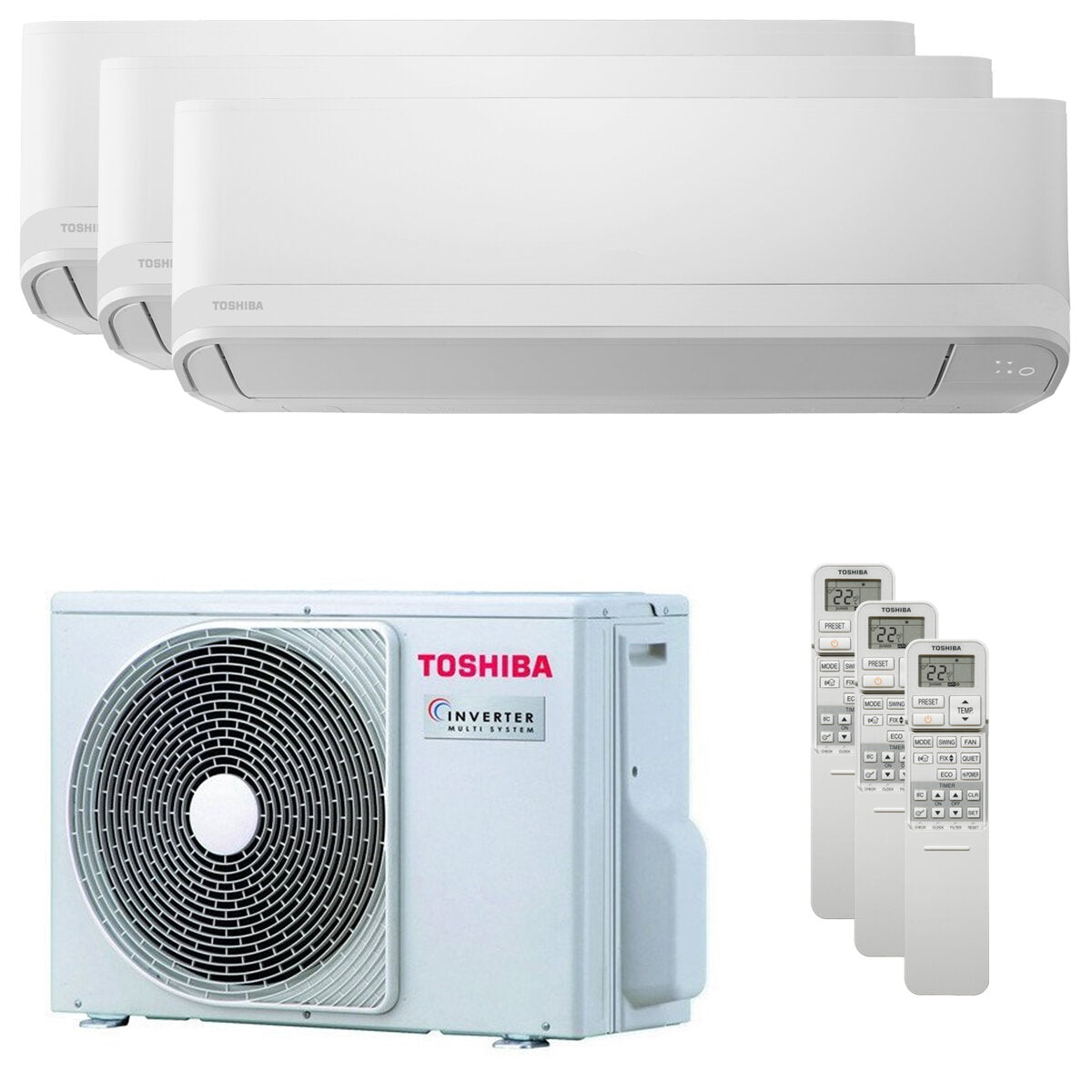 Toshiba Seiya Smart Trial-Split-Klimaanlage 5000+9000+16000 BTU Wechselrichter A+++ WLAN-Außeneinheit 5,2 kW 