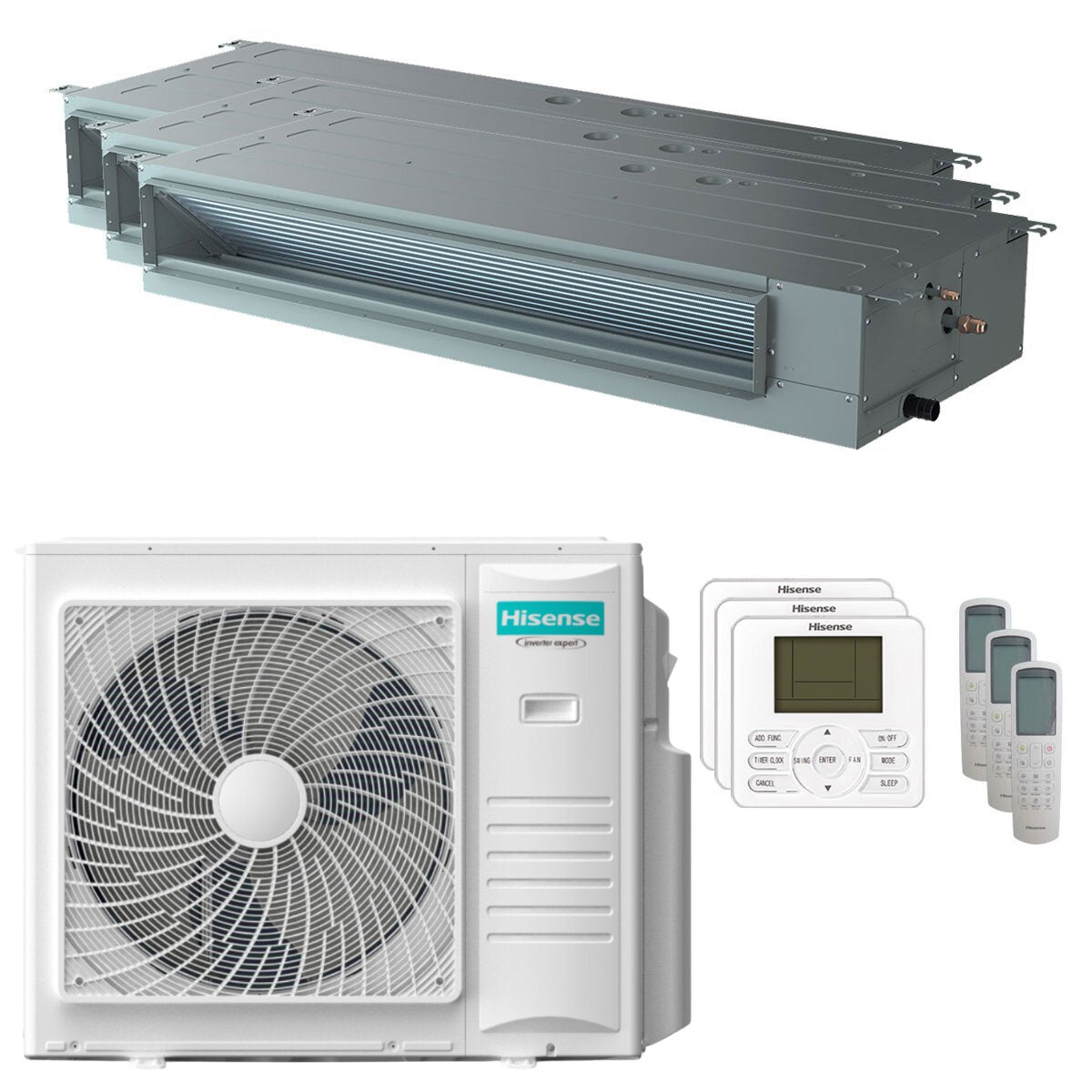 Climatiseur gainable Hisense ADT trial split 18000+18000+18000 BTU inverter A++ unité externe 10 kW 